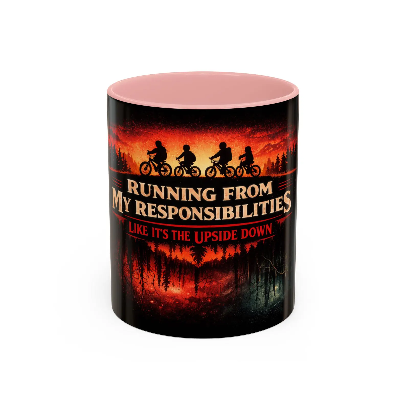 Running From My Responsibilities coffee mug Stranger Things bike silhouette