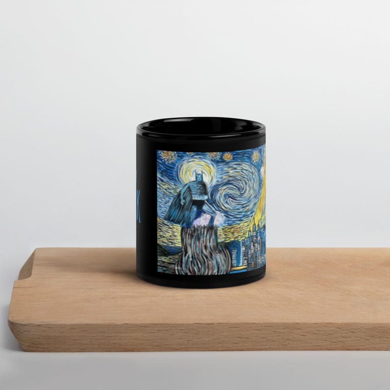 Starry Dark Knight Black Glossy Mug