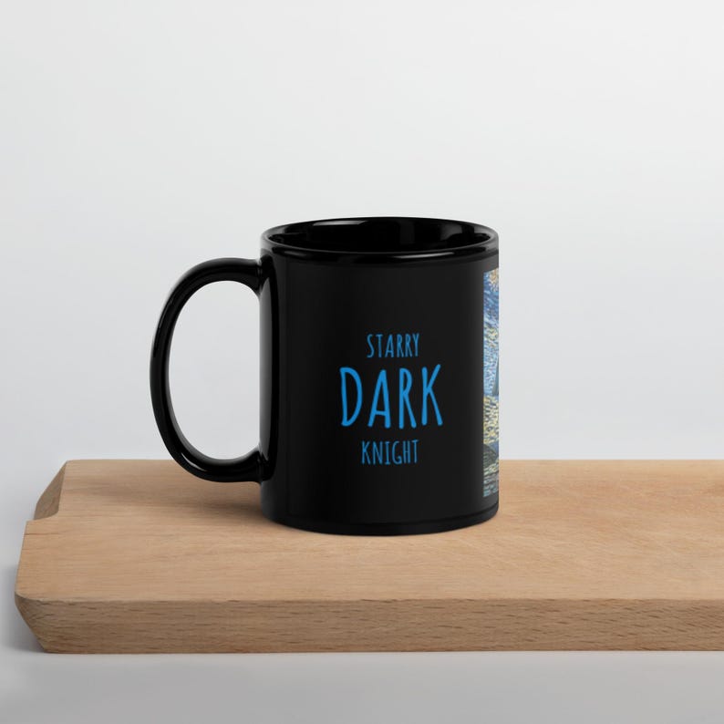 Starry Dark Knight Black Glossy Mug