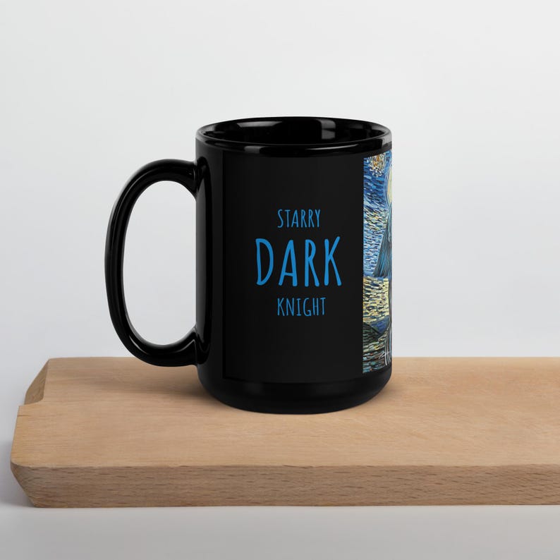 Starry Dark Knight Black Glossy Mug
