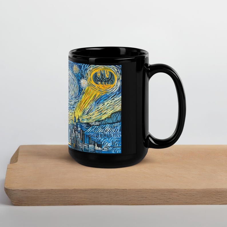 Starry Dark Knight Black Glossy Mug