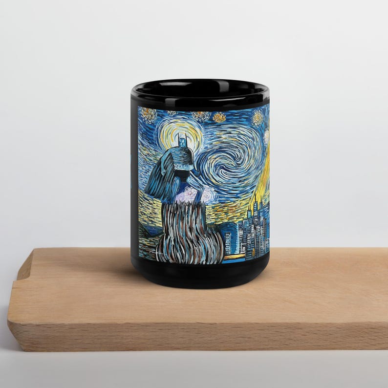Starry Dark Knight Black Glossy Mug