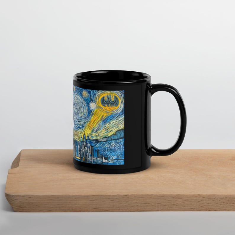 Starry Dark Knight Black Glossy Mug