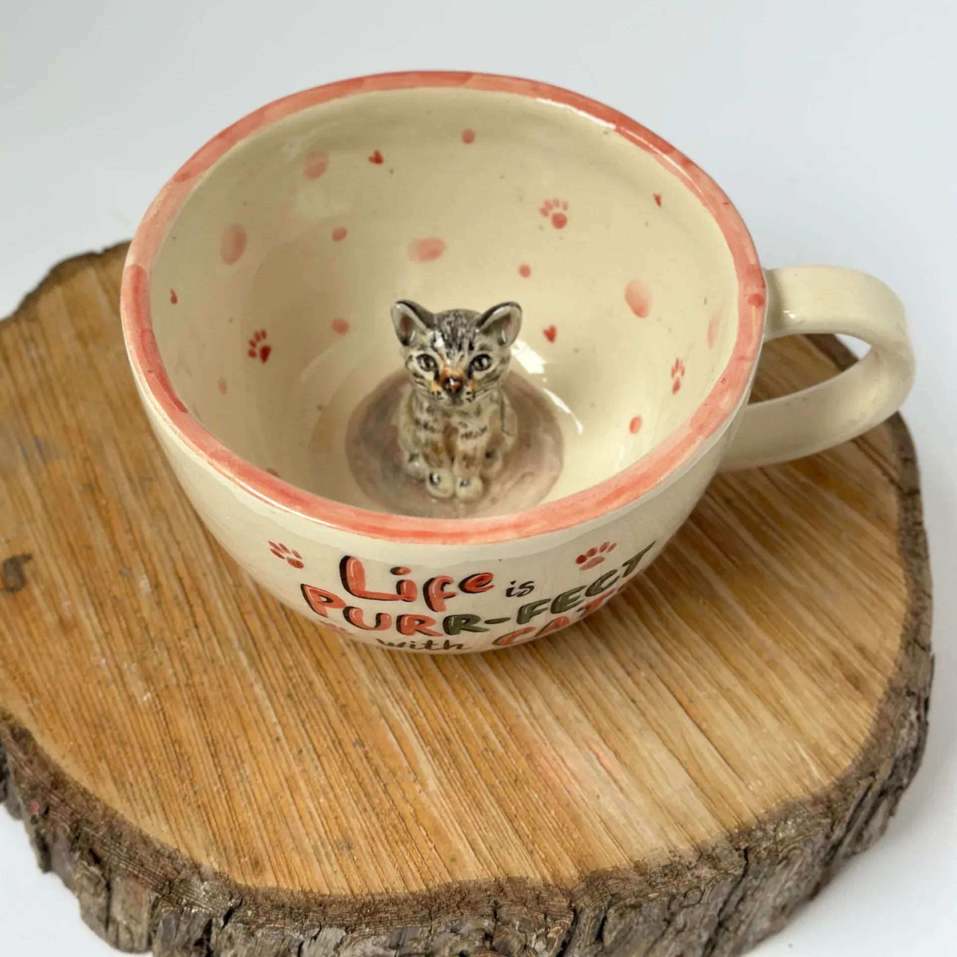 Handmade Ceramic Cat Shaped Coffee Mug
