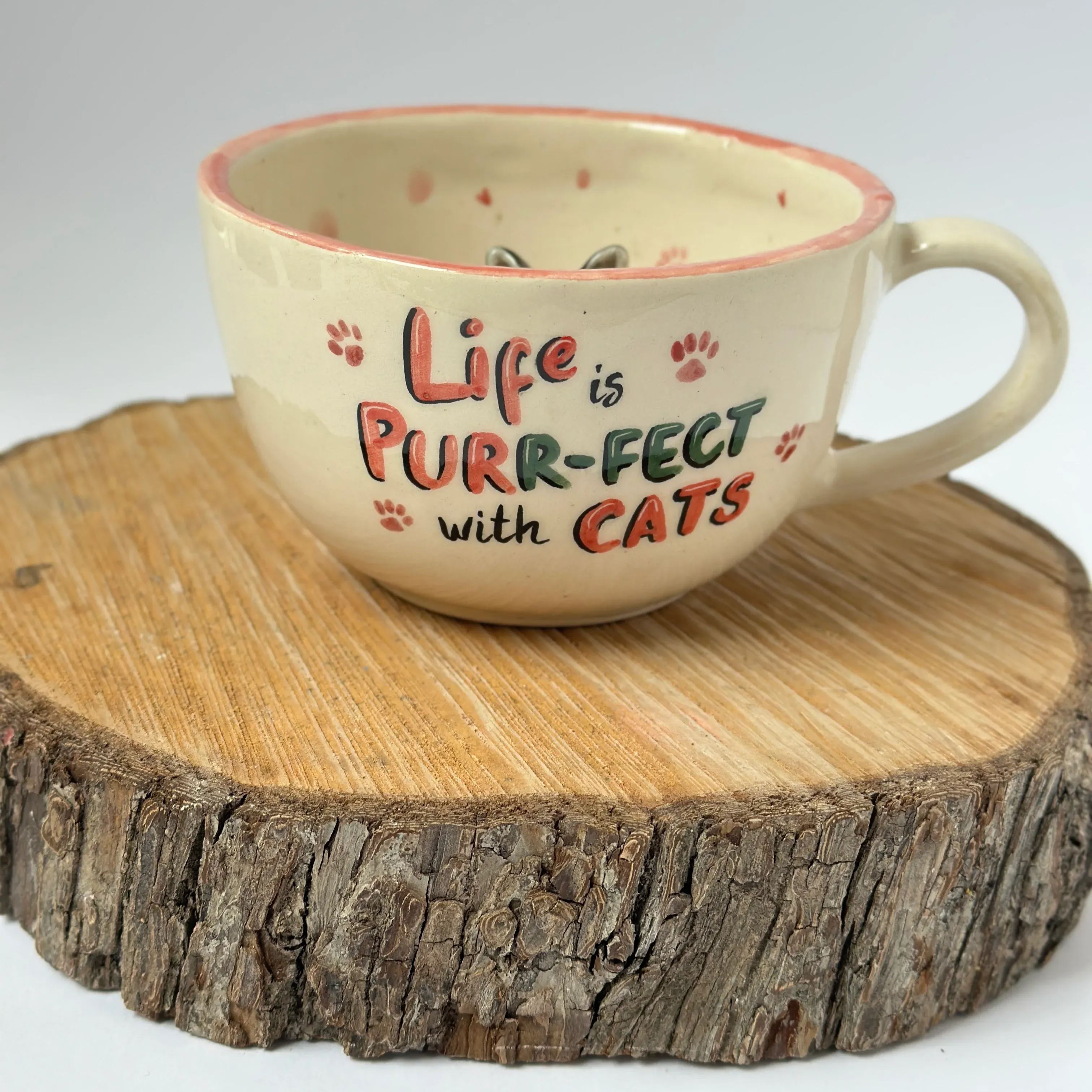 Handmade Ceramic Cat Shaped Coffee Mug