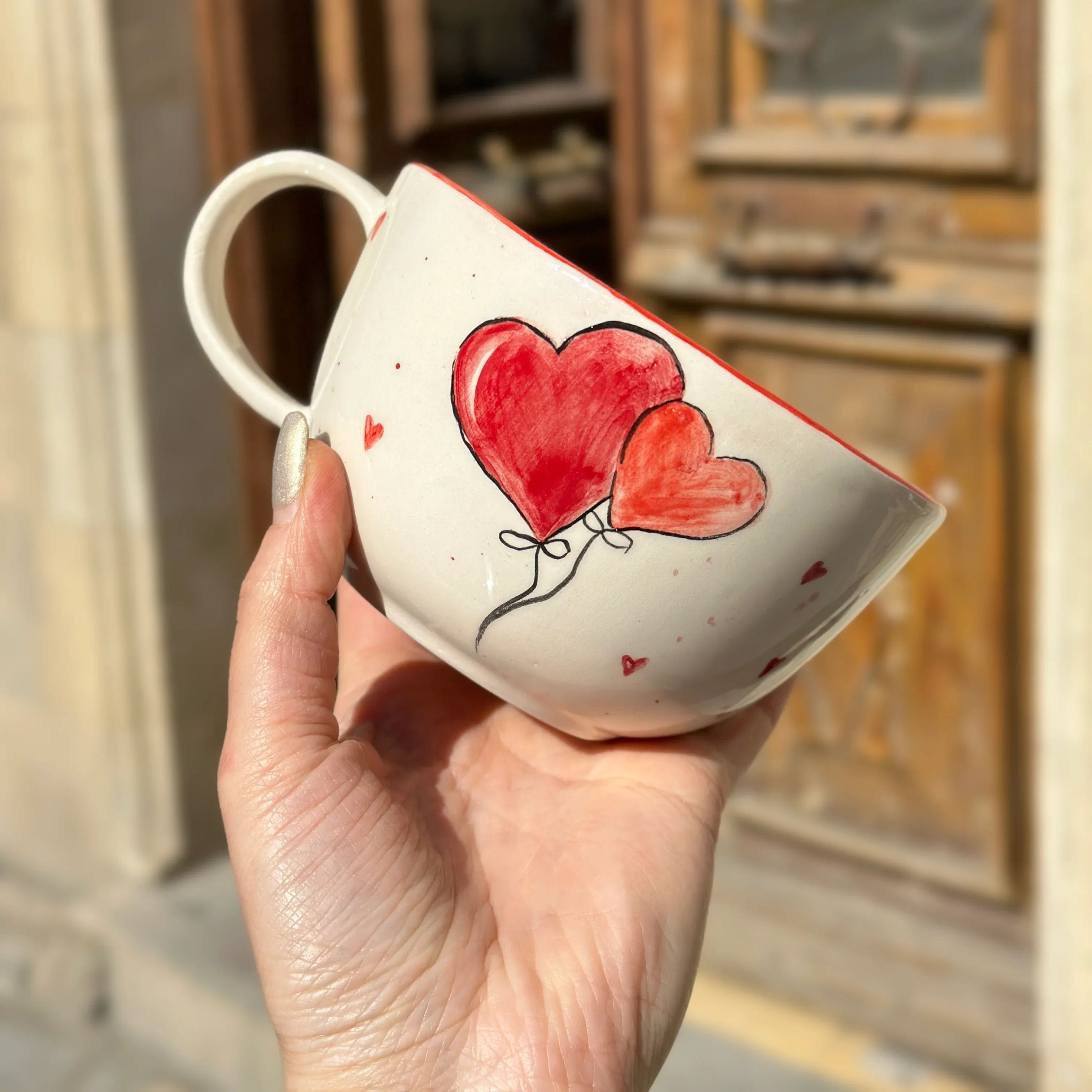 Mice Duo Sculpted Glossy Red Cup