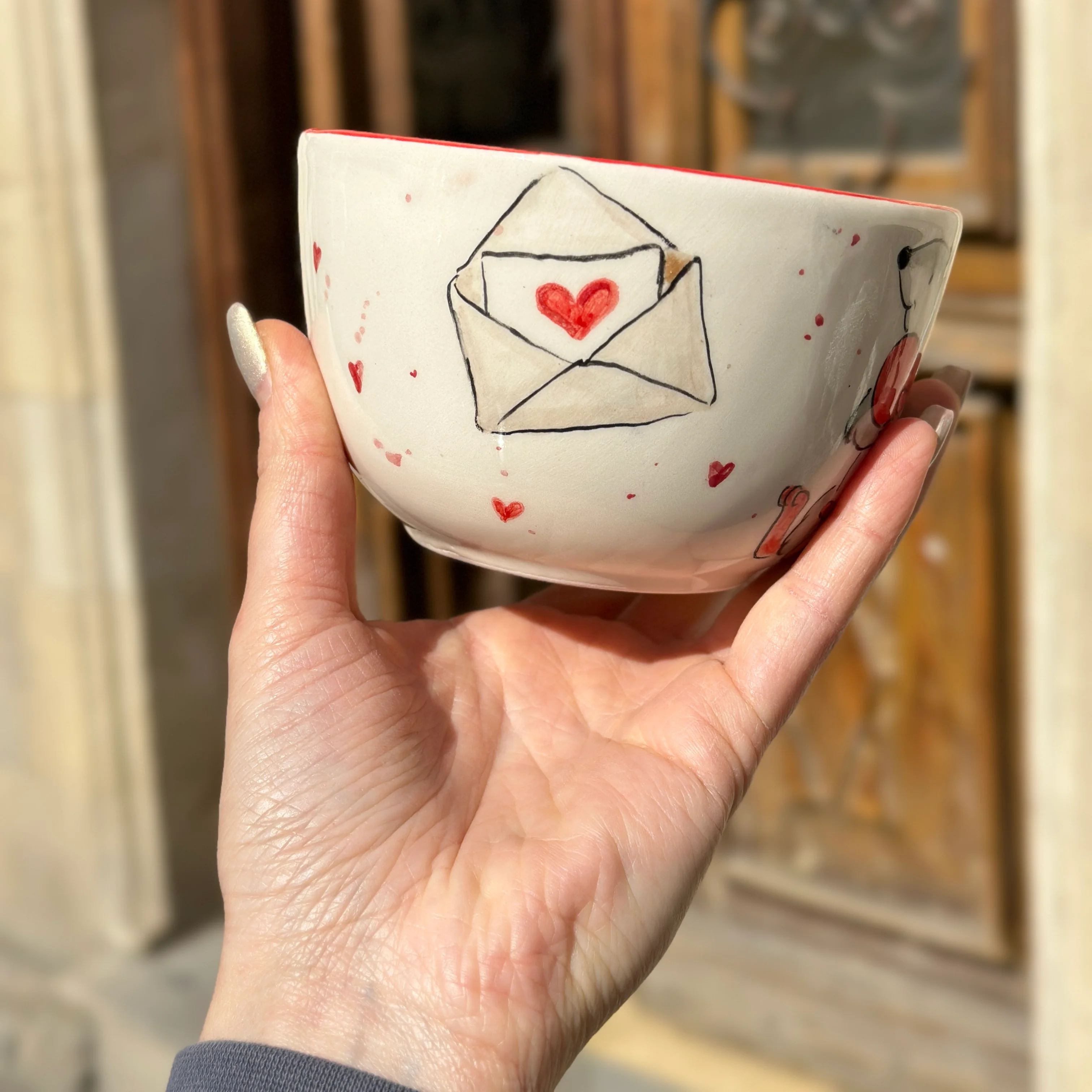 Mice Duo Sculpted Glossy Red Cup