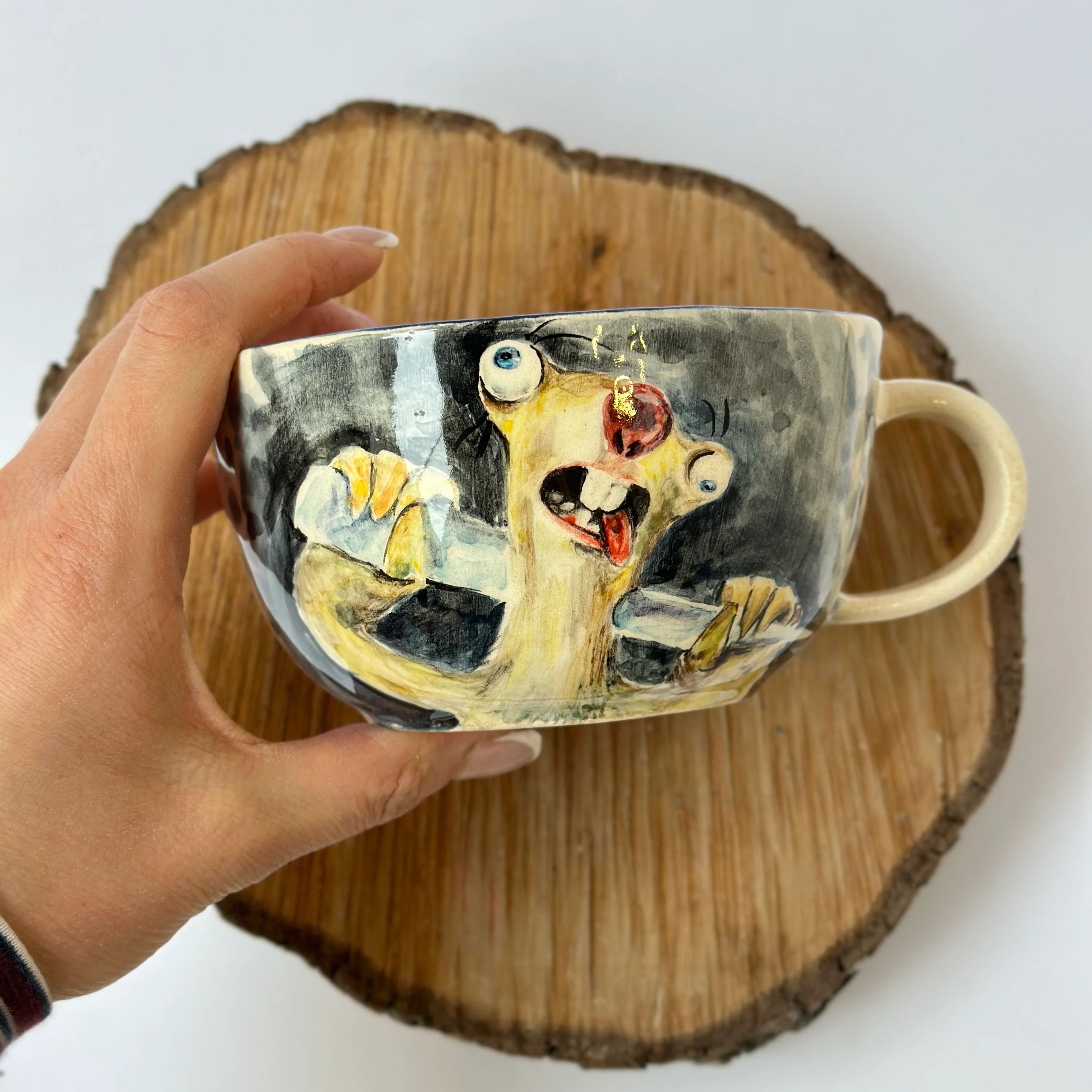Handmade Sloth Character Ceramic Coffee Mug