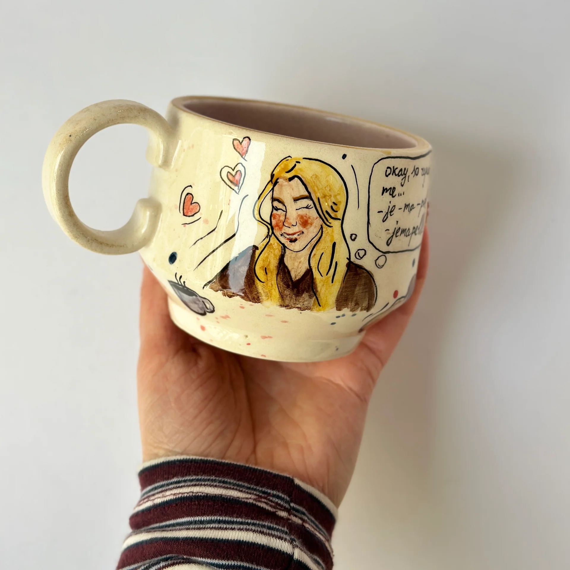 Handmade natural ceramic mug for hot beverages