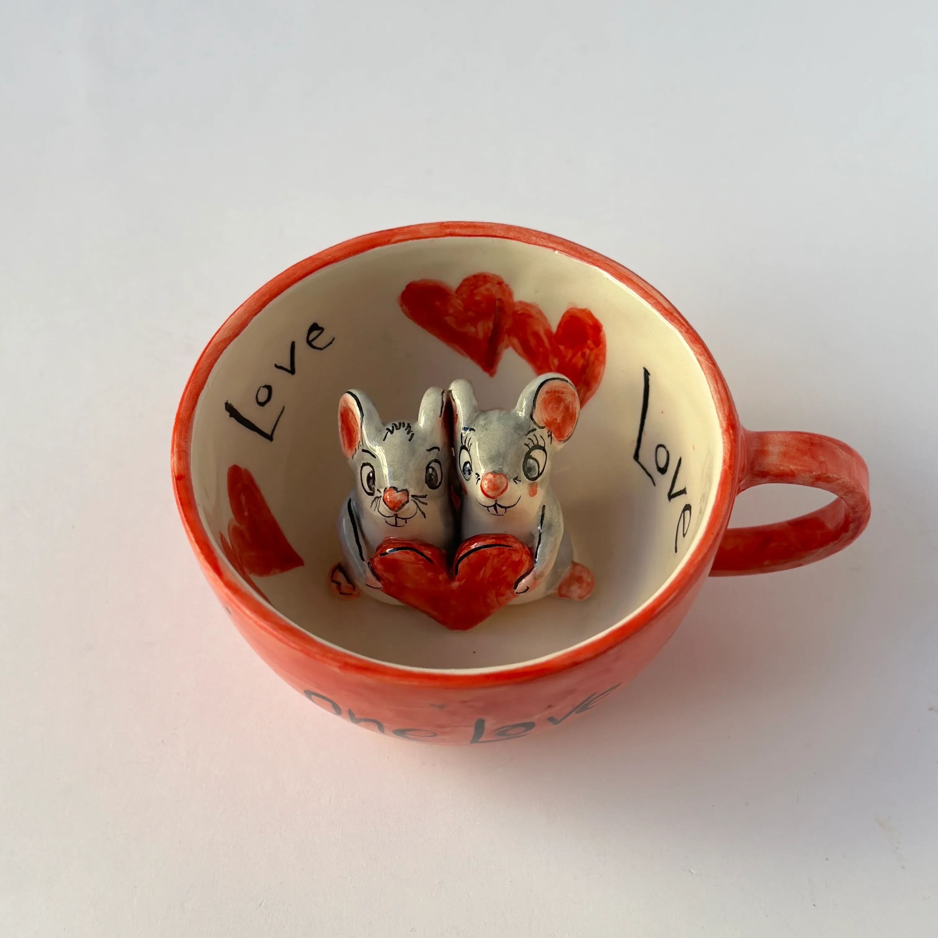 Mice Figurine Sculpted Beverage Cup