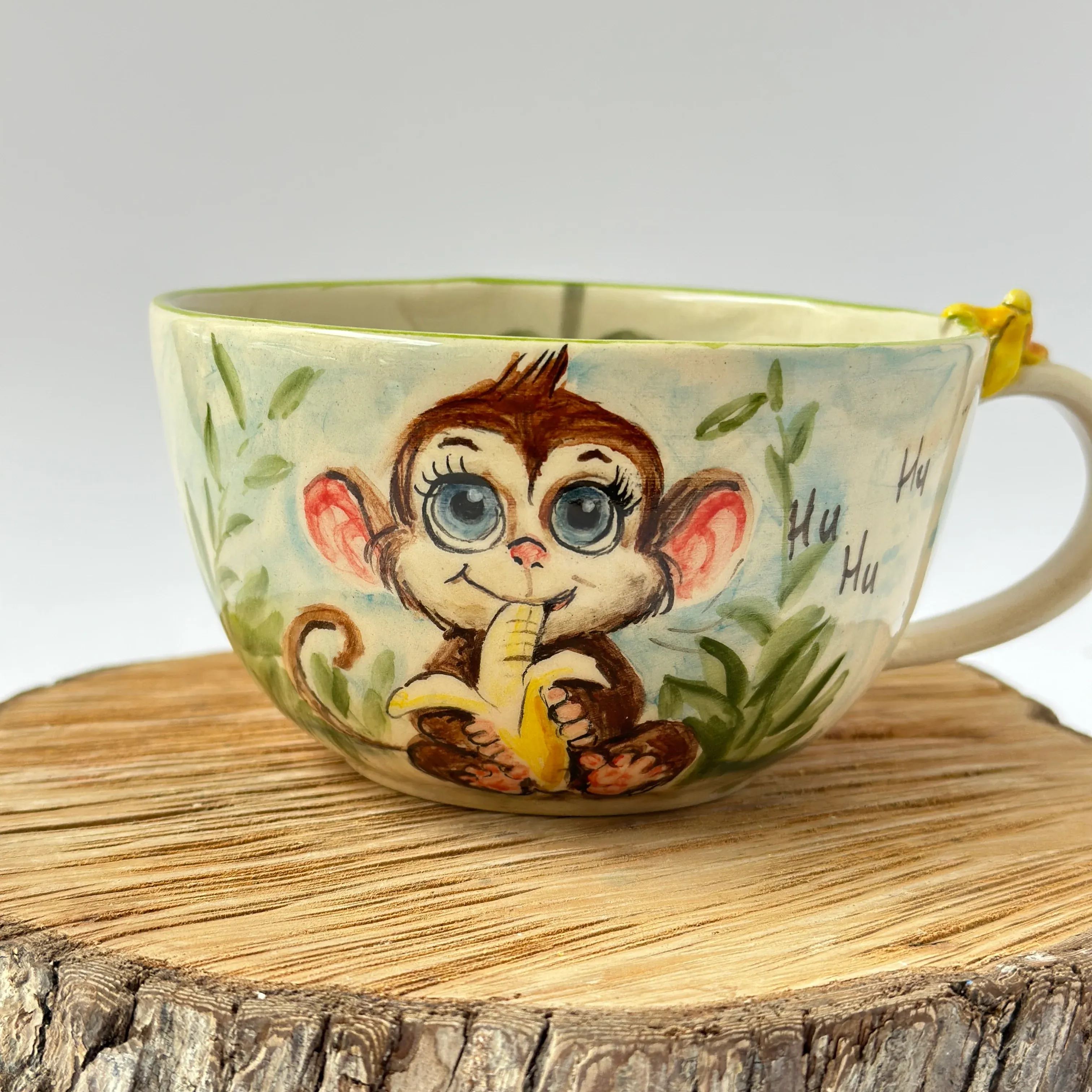 Banana Monkey Jungle Figurine Sculpted Cup