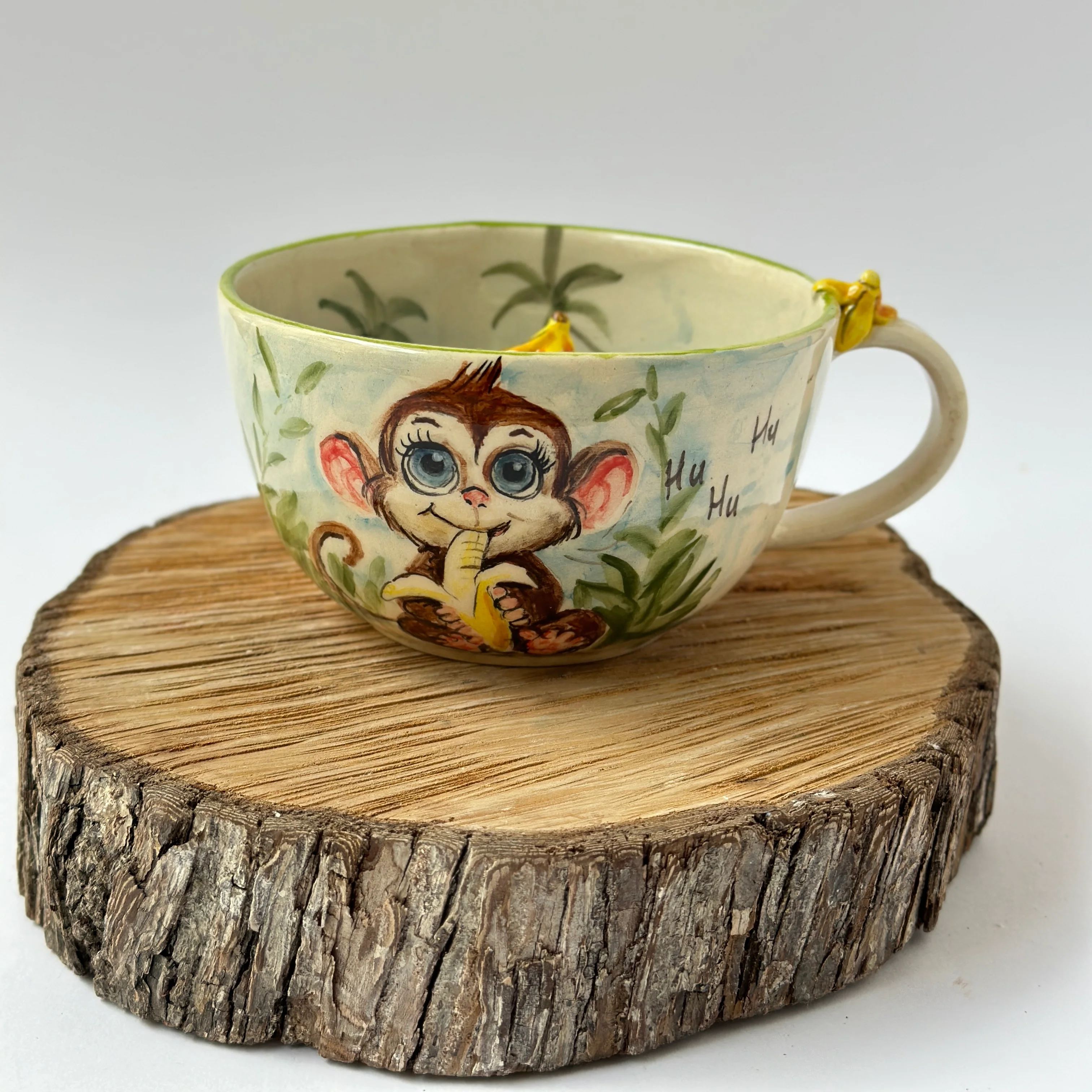 Banana Monkey Jungle Figurine Sculpted Cup