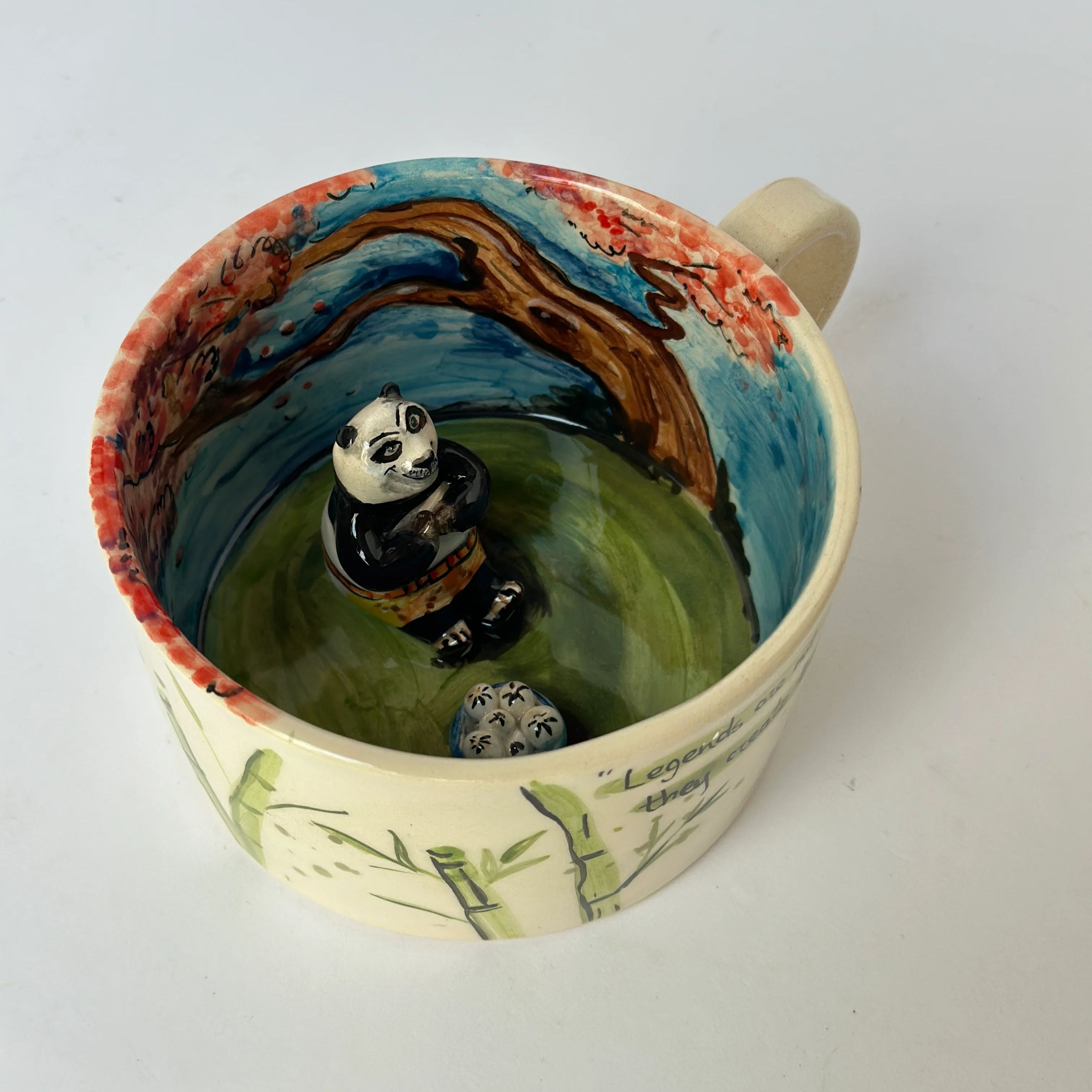 Panda Figurine Sculpted Quote Beverage Cup