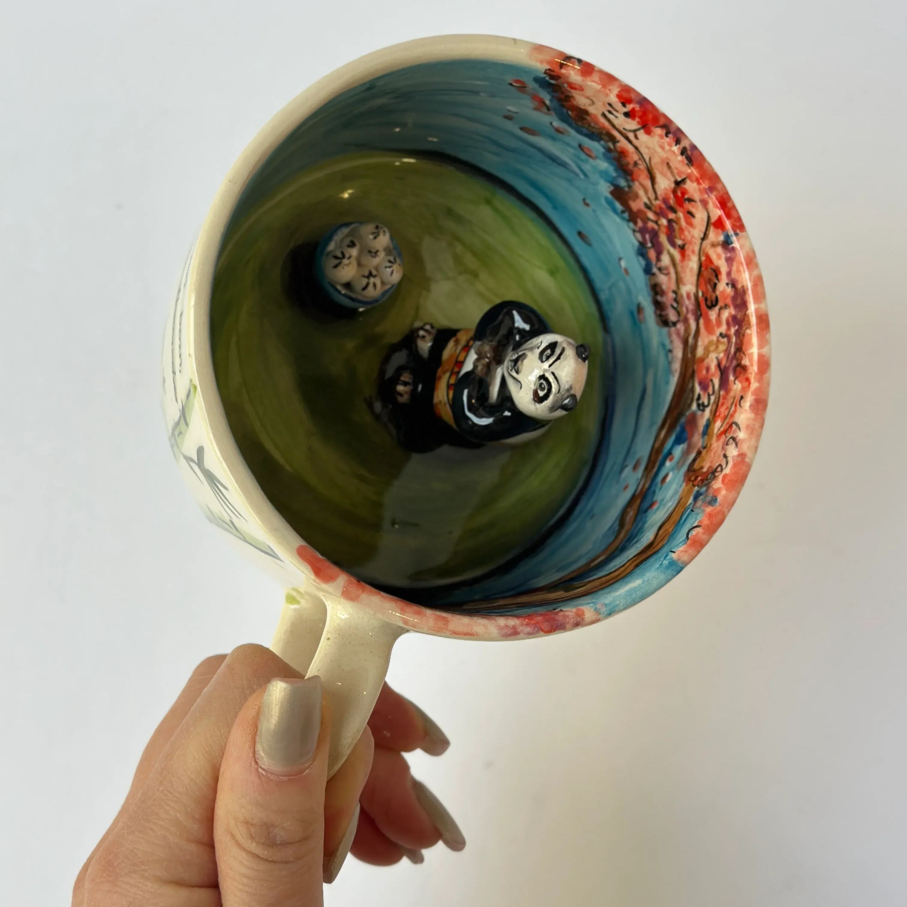 Panda Figurine Sculpted Quote Beverage Cup