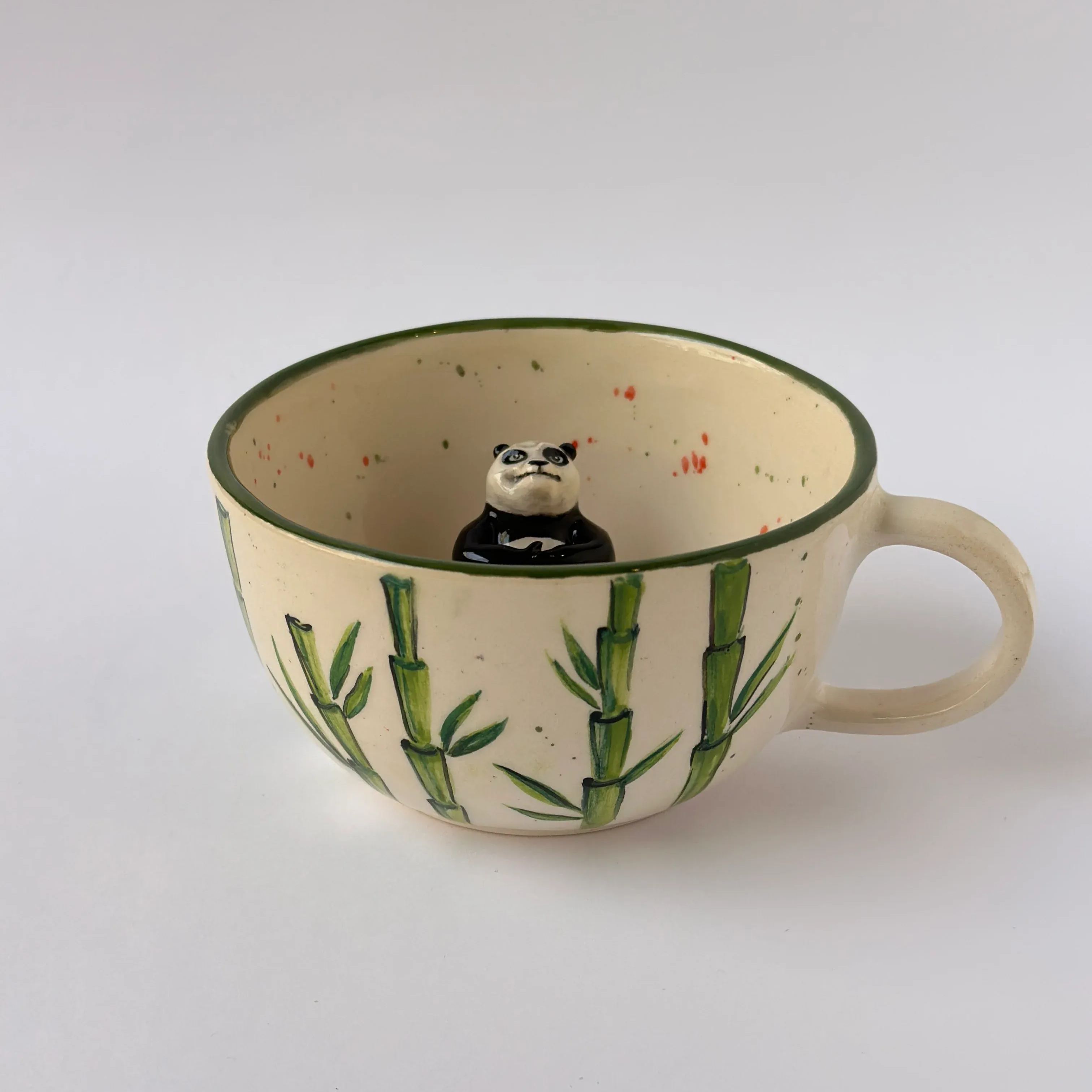 Panda Warrior Figurine Sculpted Cup