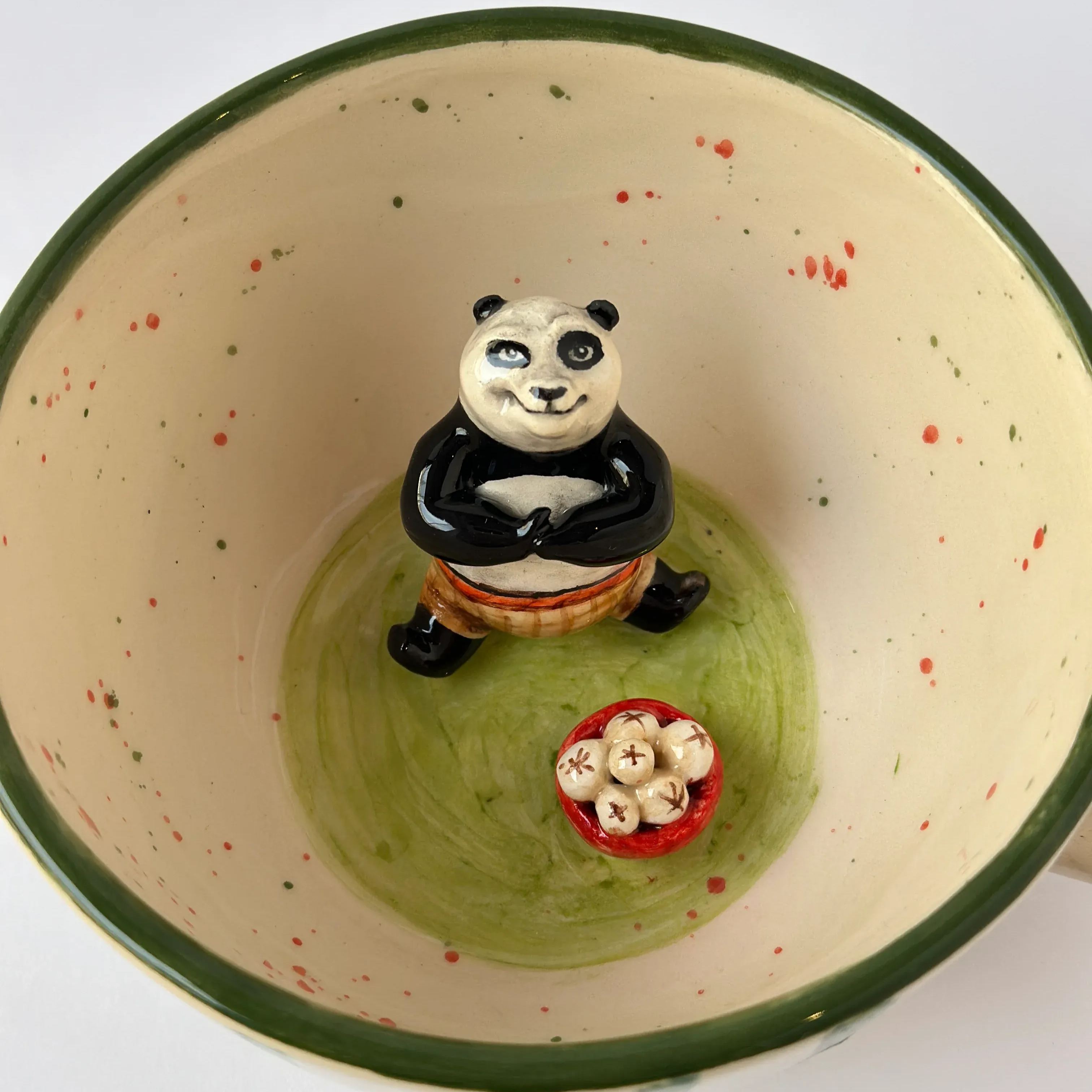 Panda Warrior Figurine Sculpted Cup