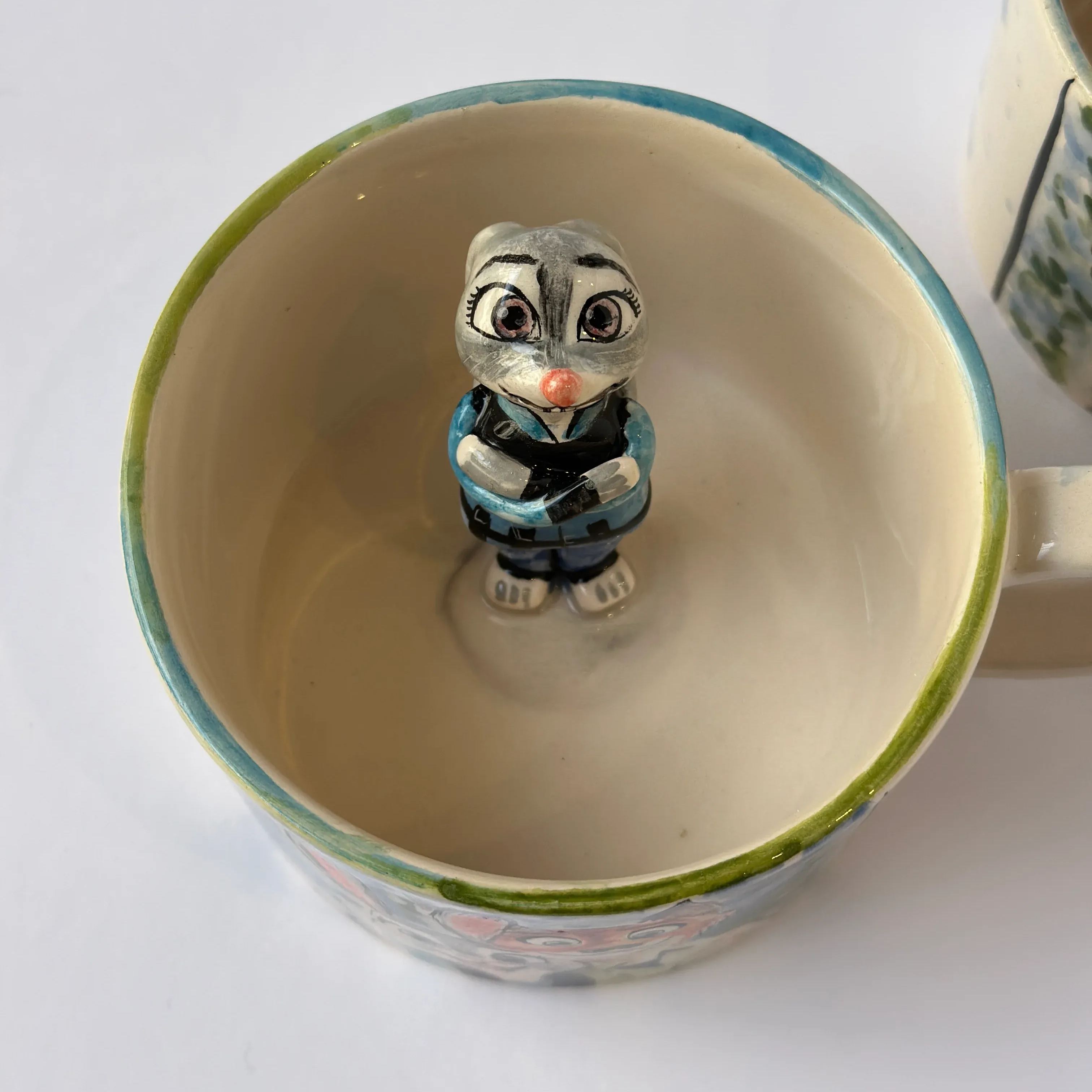 Handmade Ceramic Fox And Rabbit Coffee Mugs