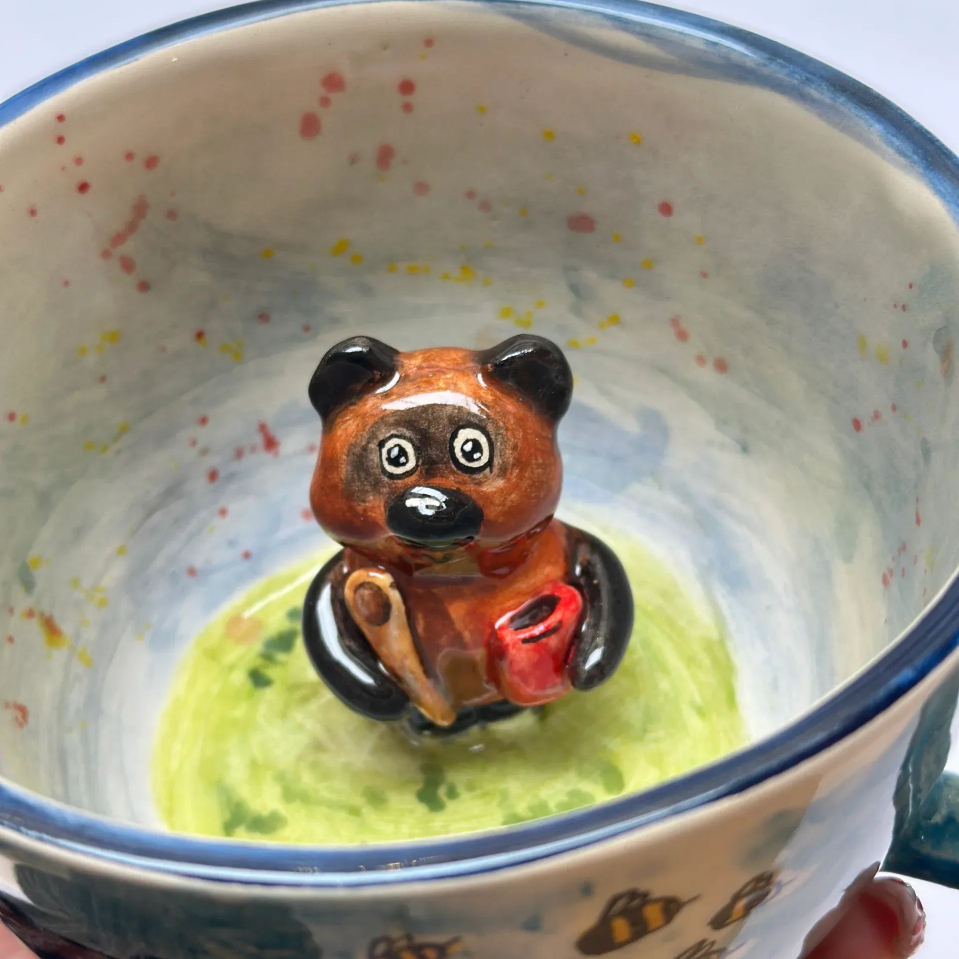 Handmade Ceramic Mug With Cartoon Character Design