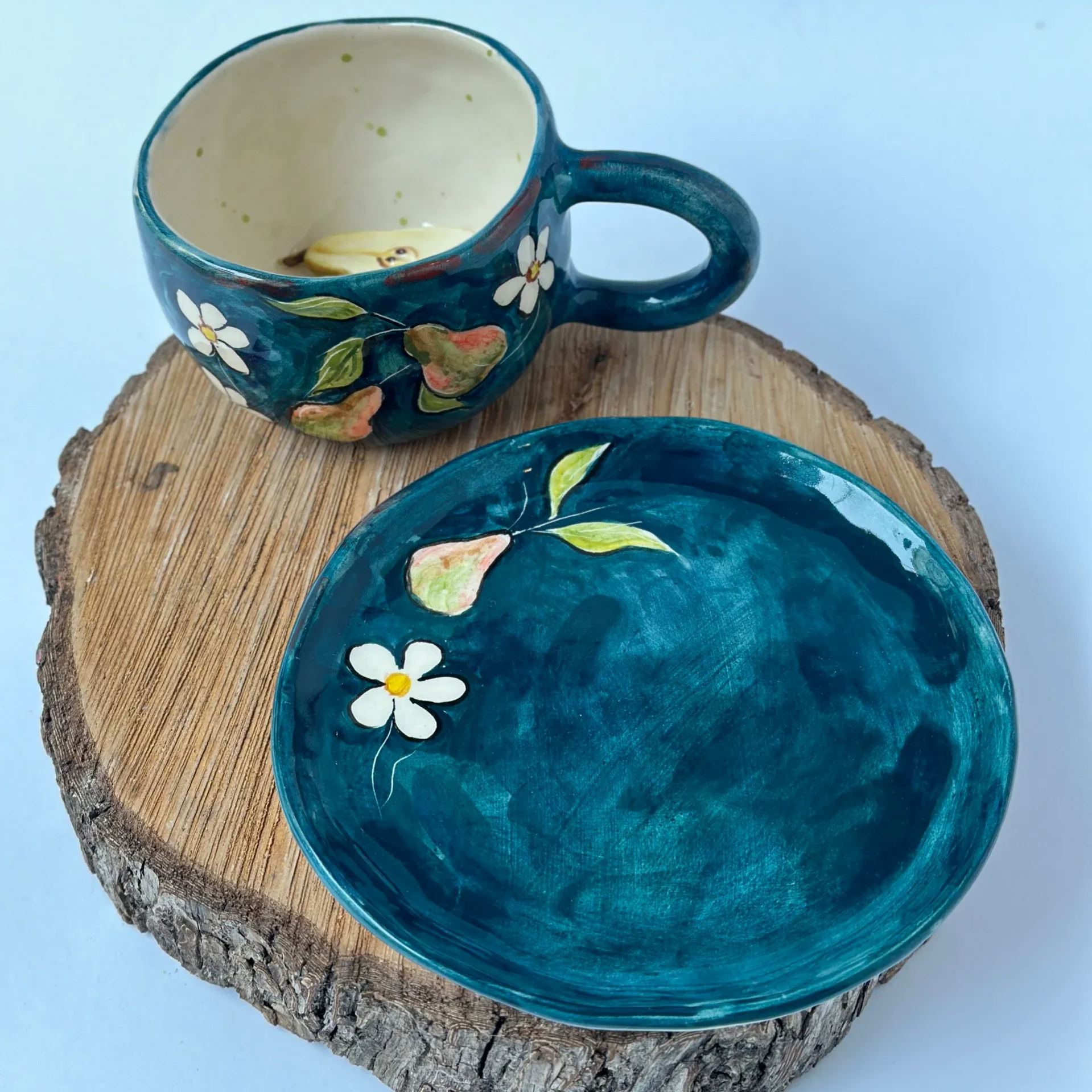 Handmade Ceramic Mug With Pear Design