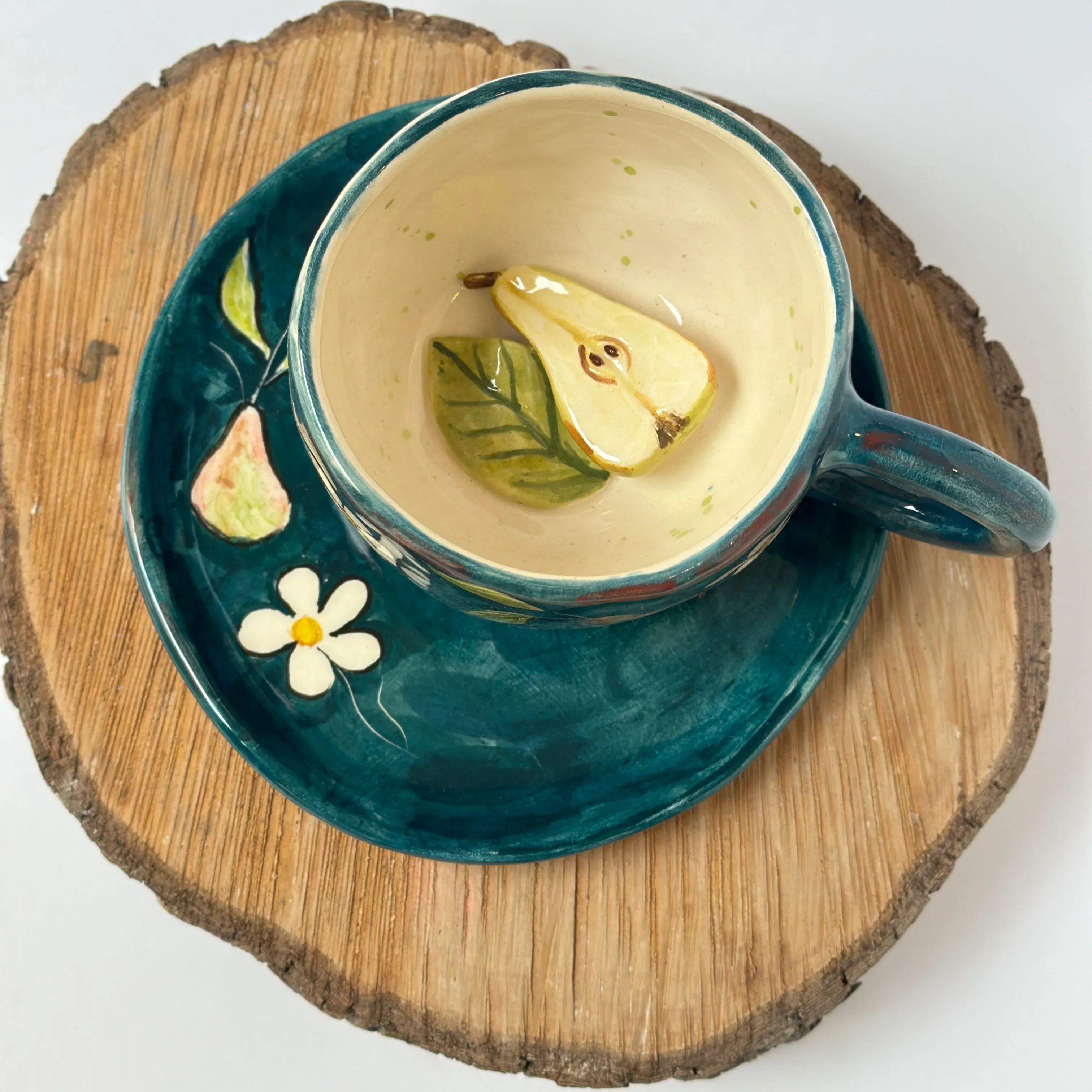 Pear Blossom Stoneware Cup Set