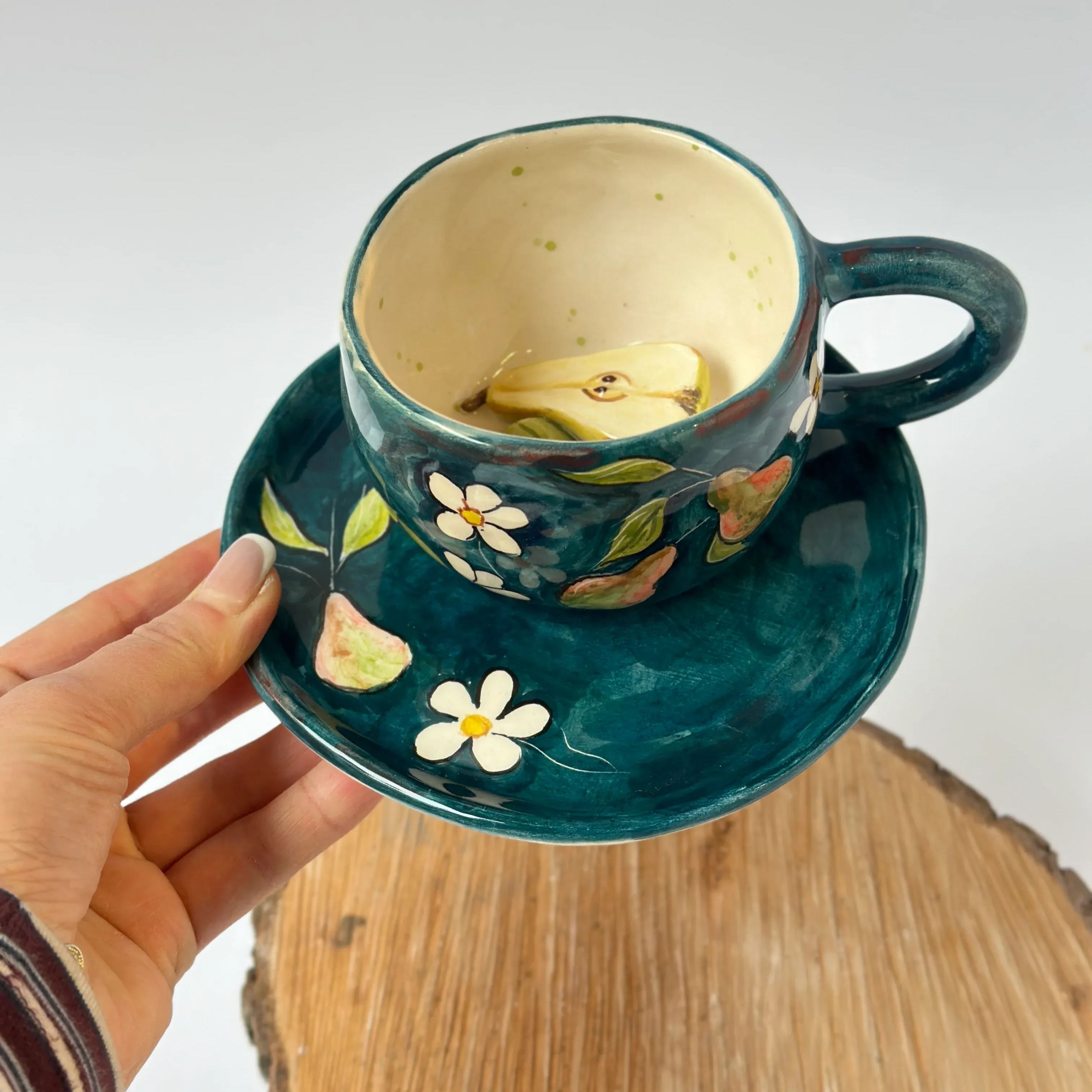 Pear Blossom Stoneware Cup Set