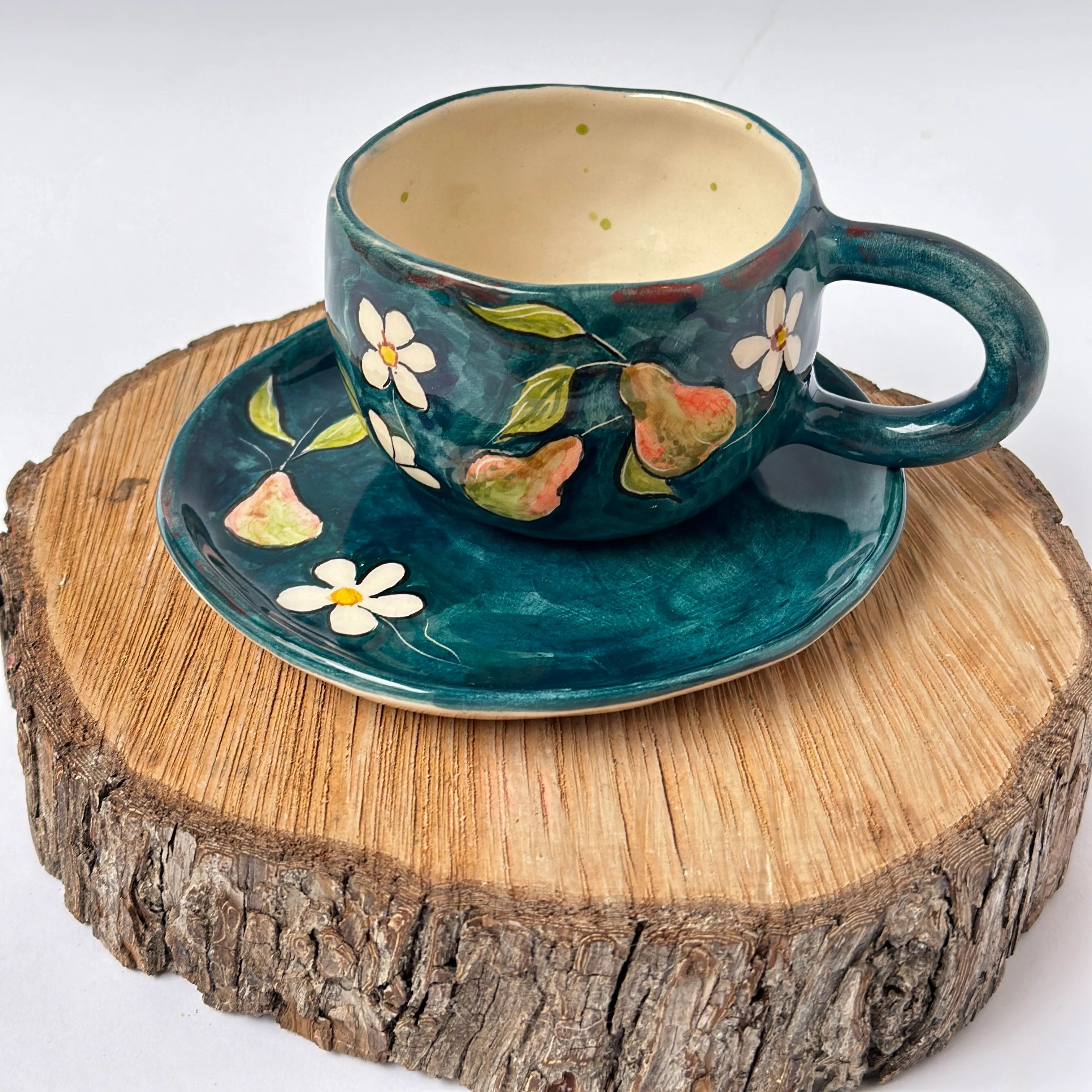 Pear Blossom Stoneware Cup Set