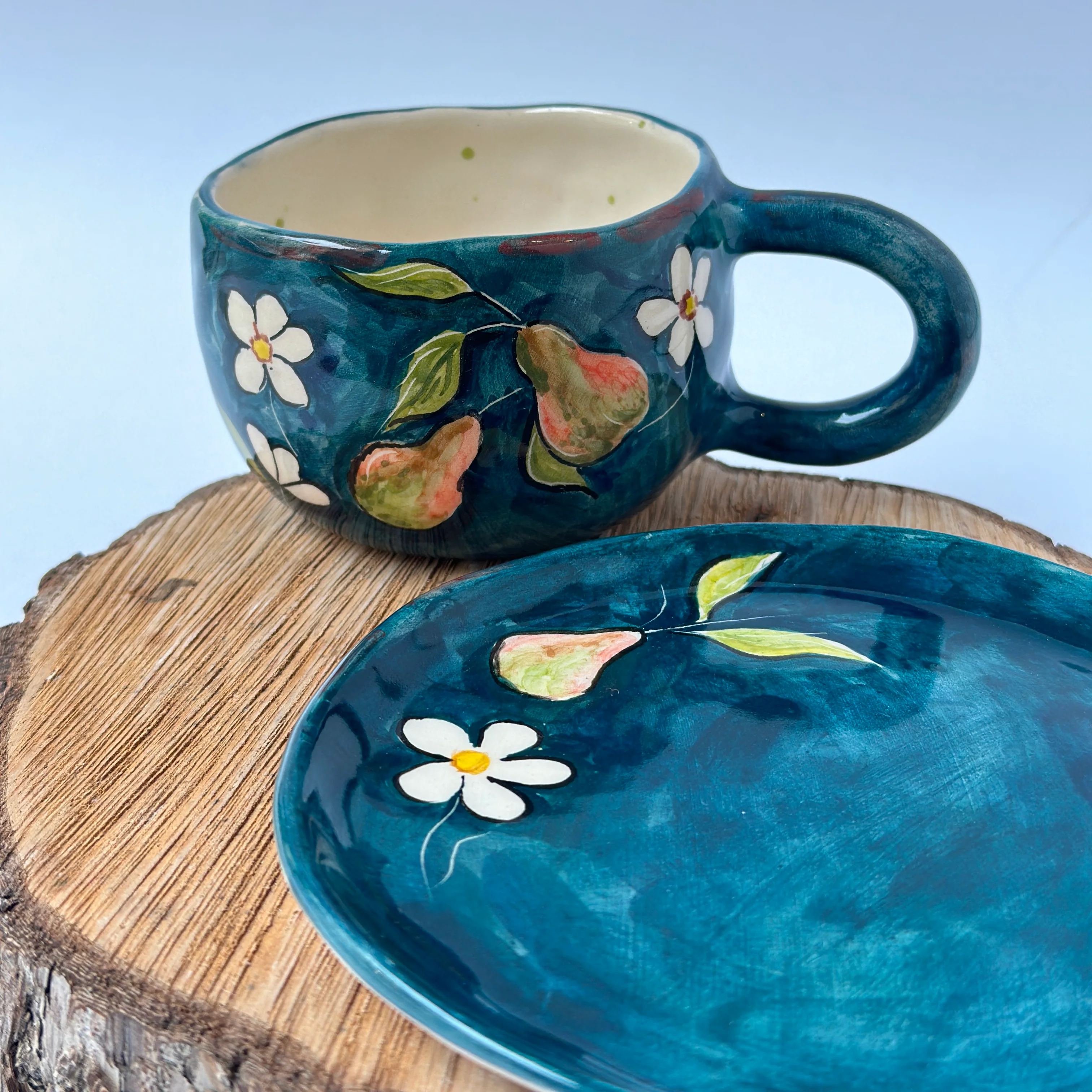 Pear Blossom Stoneware Cup Set