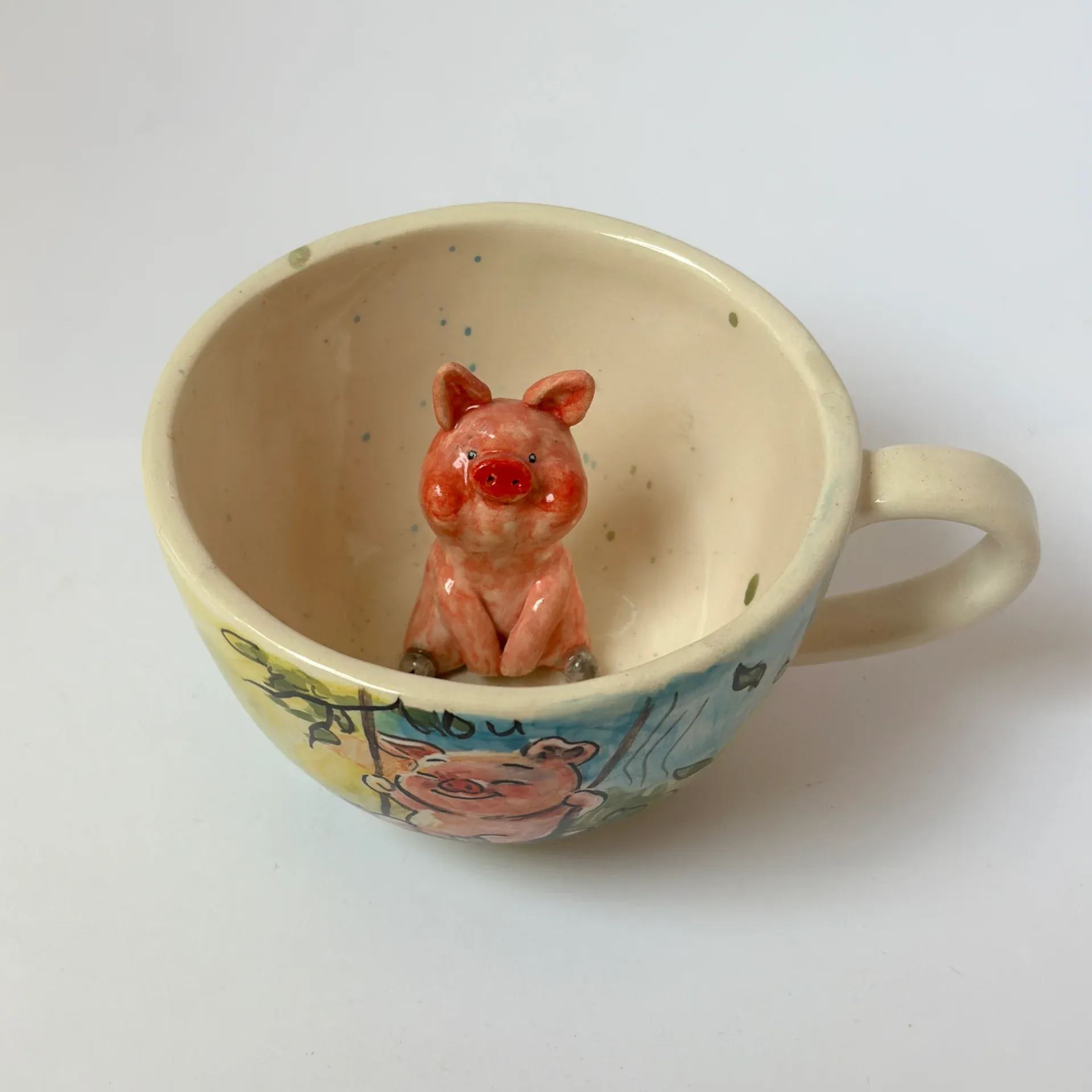 Handmade Ceramic Pig Mug With Glossy Glaze