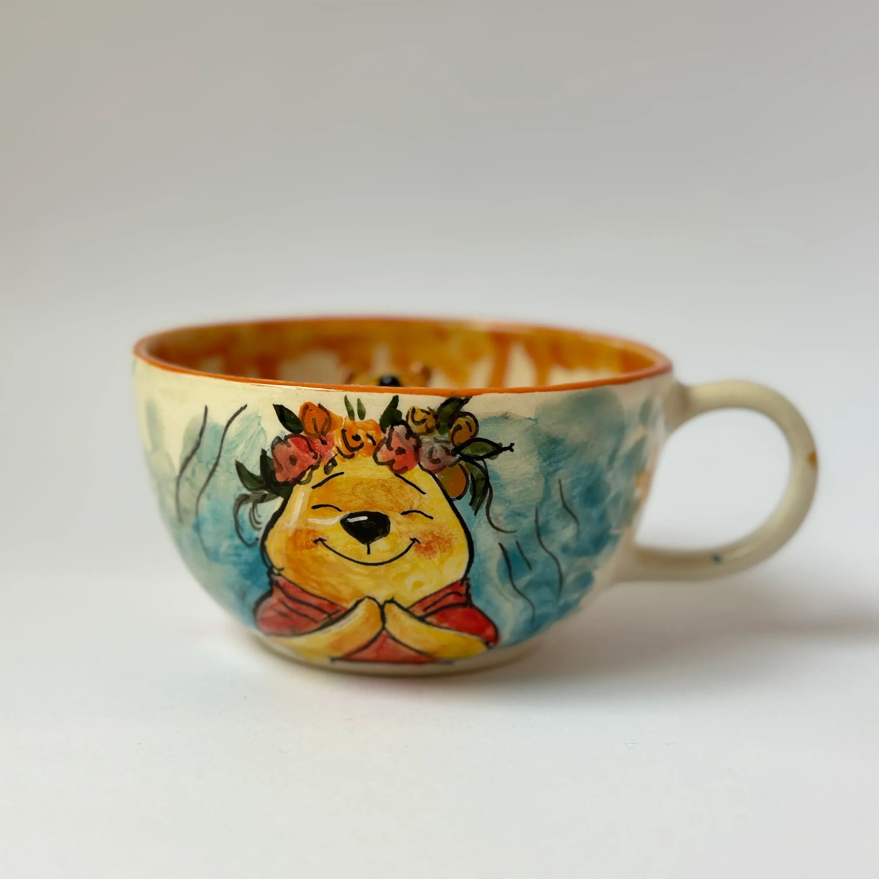 Handcrafted Cartoon Bear Ceramic Coffee Mug