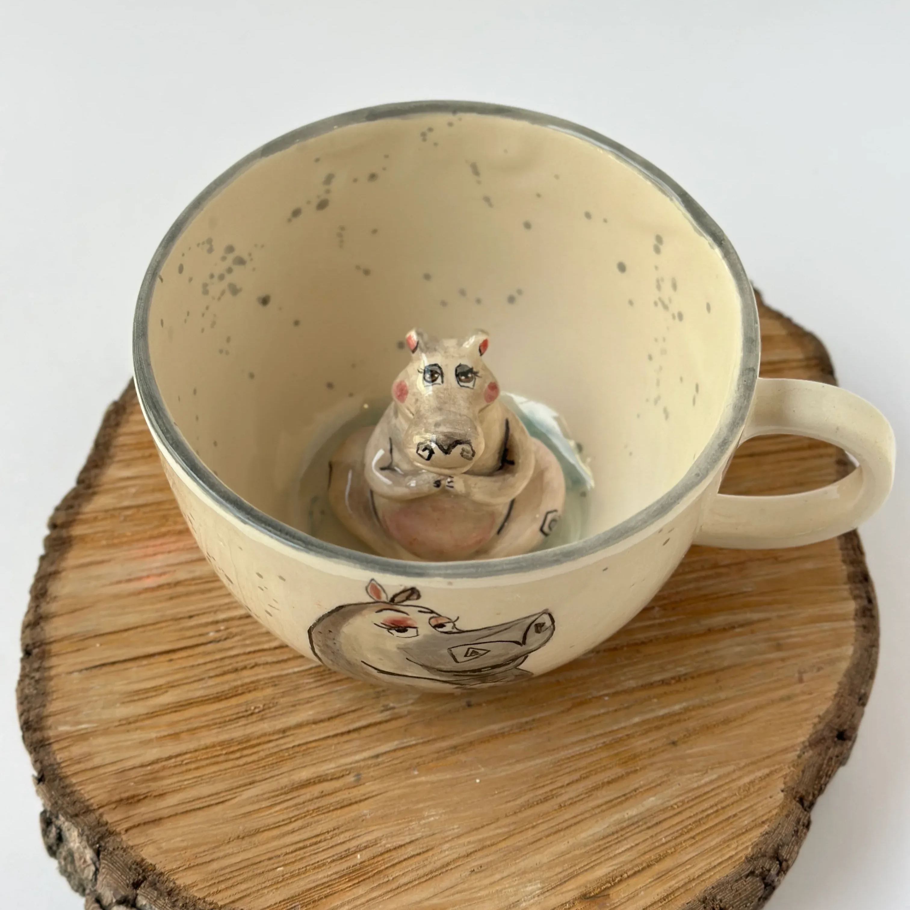 Handmade Ceramic Hippo Coffee Mug