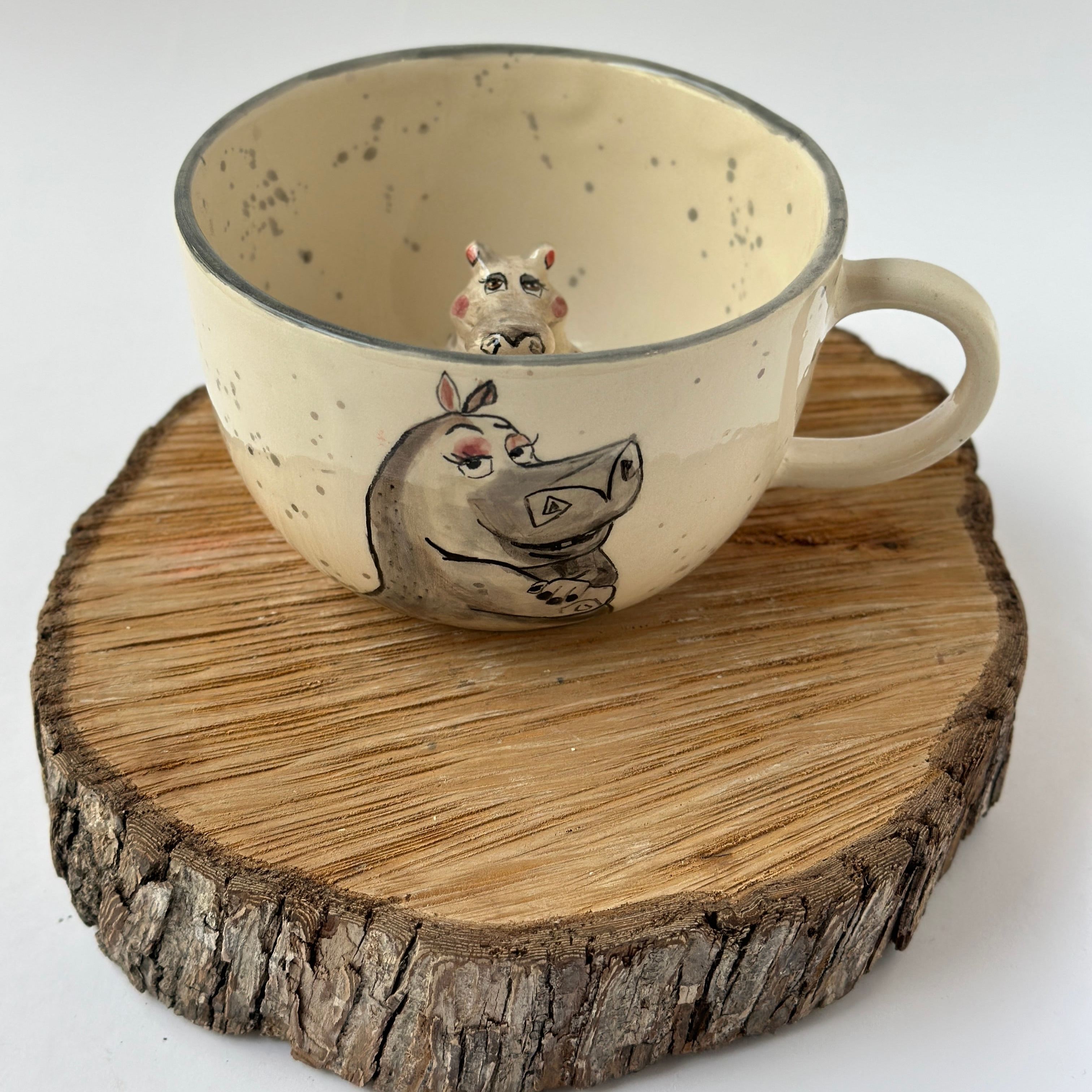 Handmade Ceramic Hippo Coffee Mug