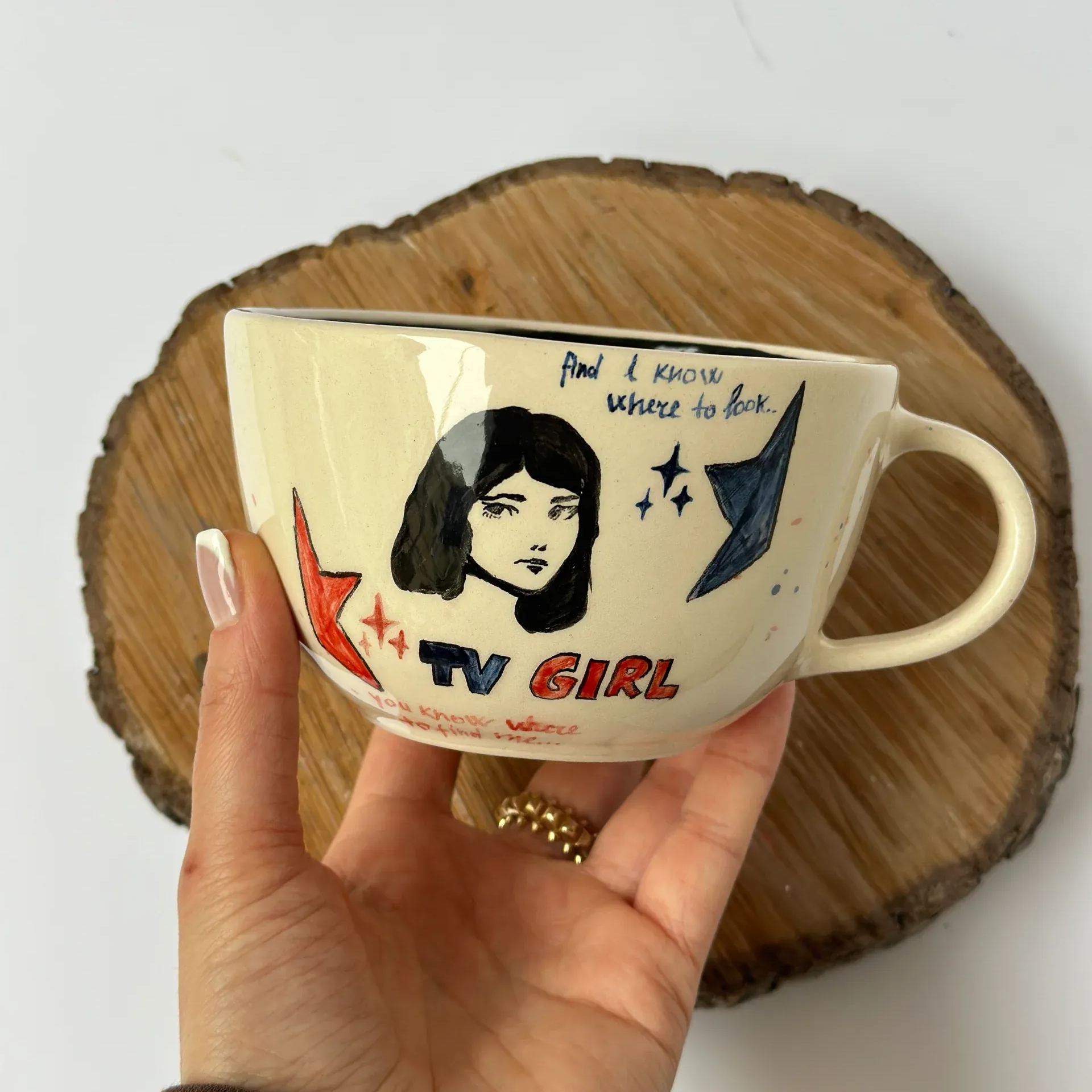 Handmade natural ceramic mug with glossy glaze finish