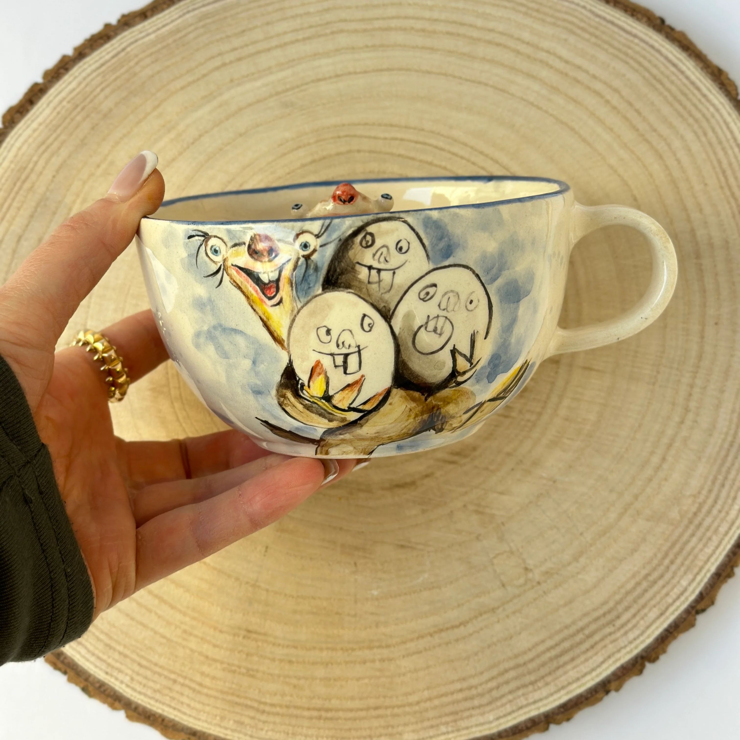 Handmade Ceramic Character Coffee Beverage Mug