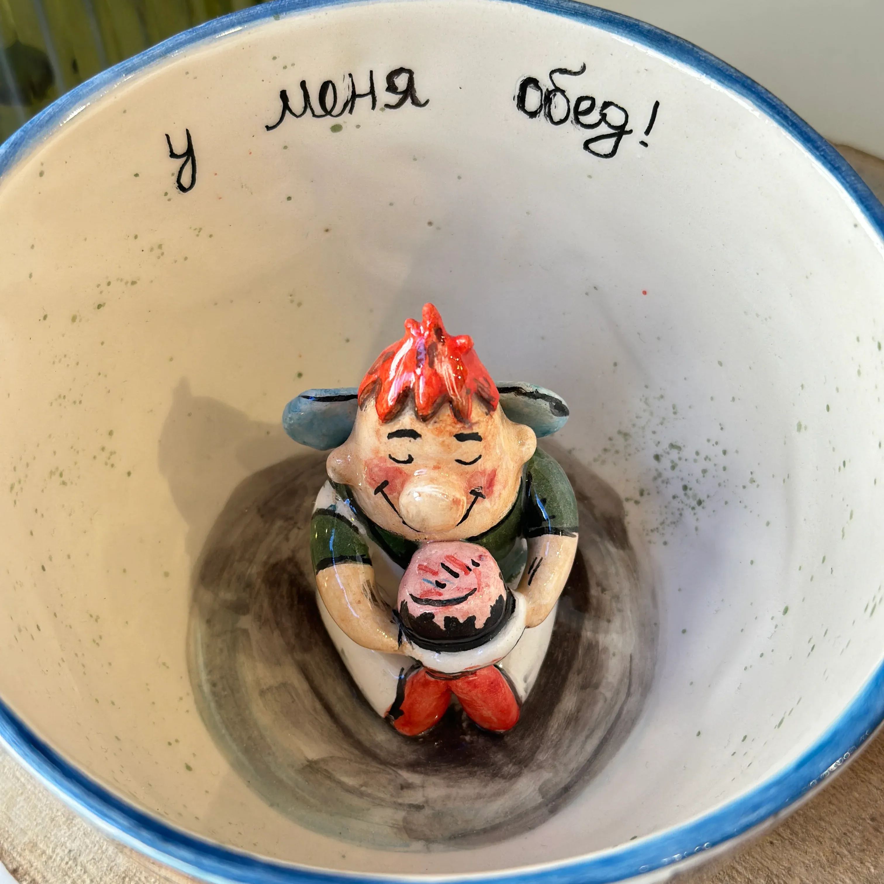 Handmade Ceramic Coffee Mug With Cartoon Character