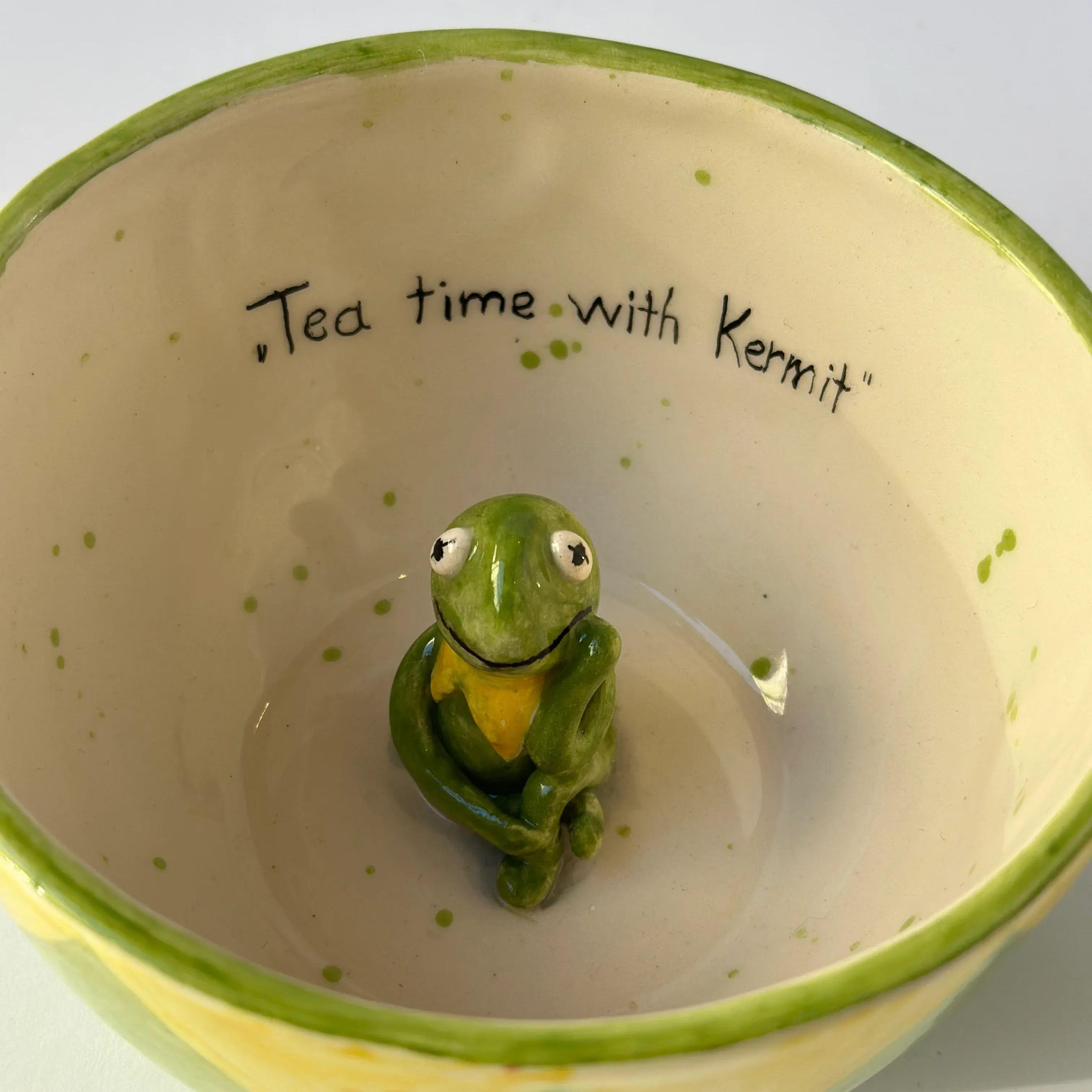 Handmade Green Frog Ceramic Coffee Mug