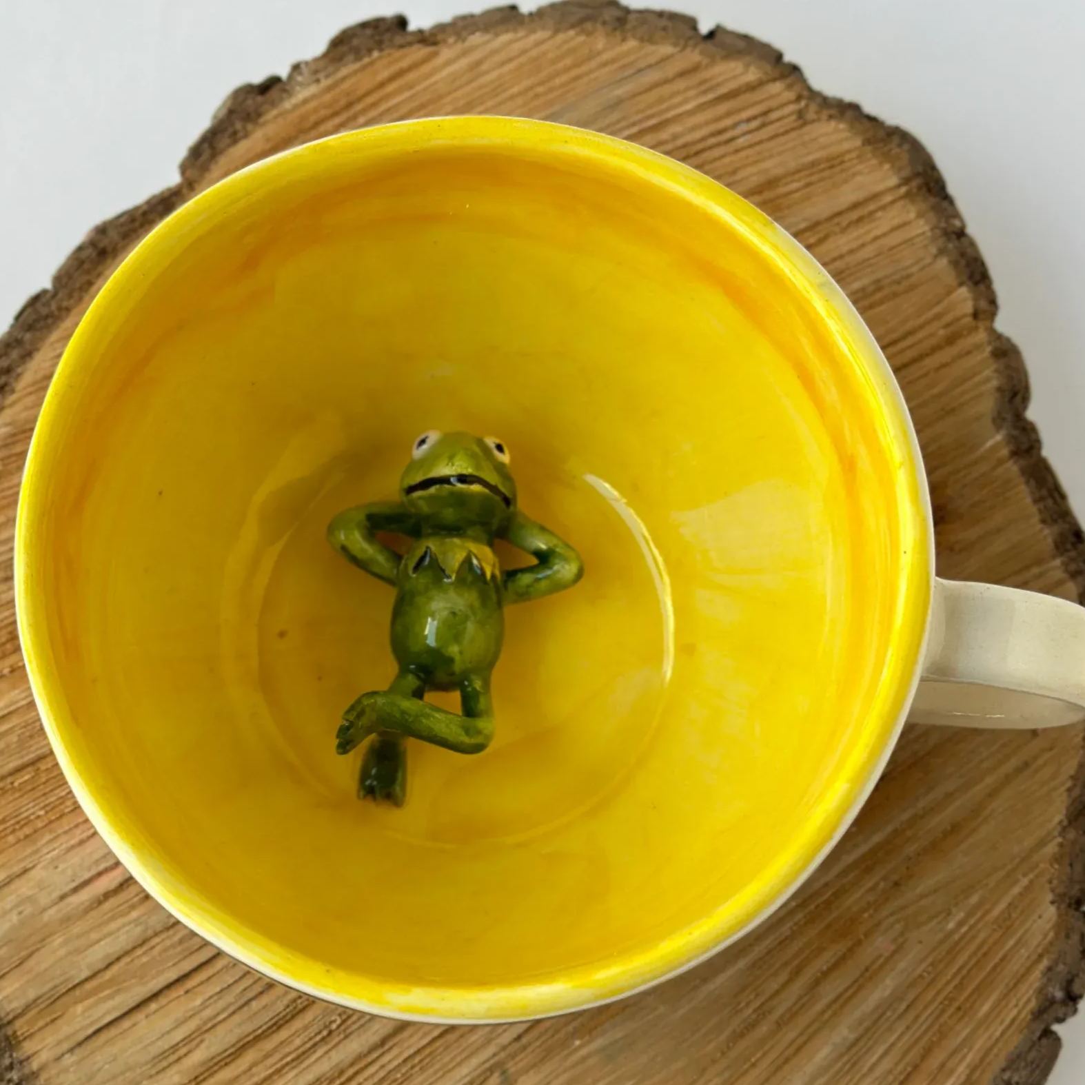 Handmade Green Frog Ceramic Coffee Mug