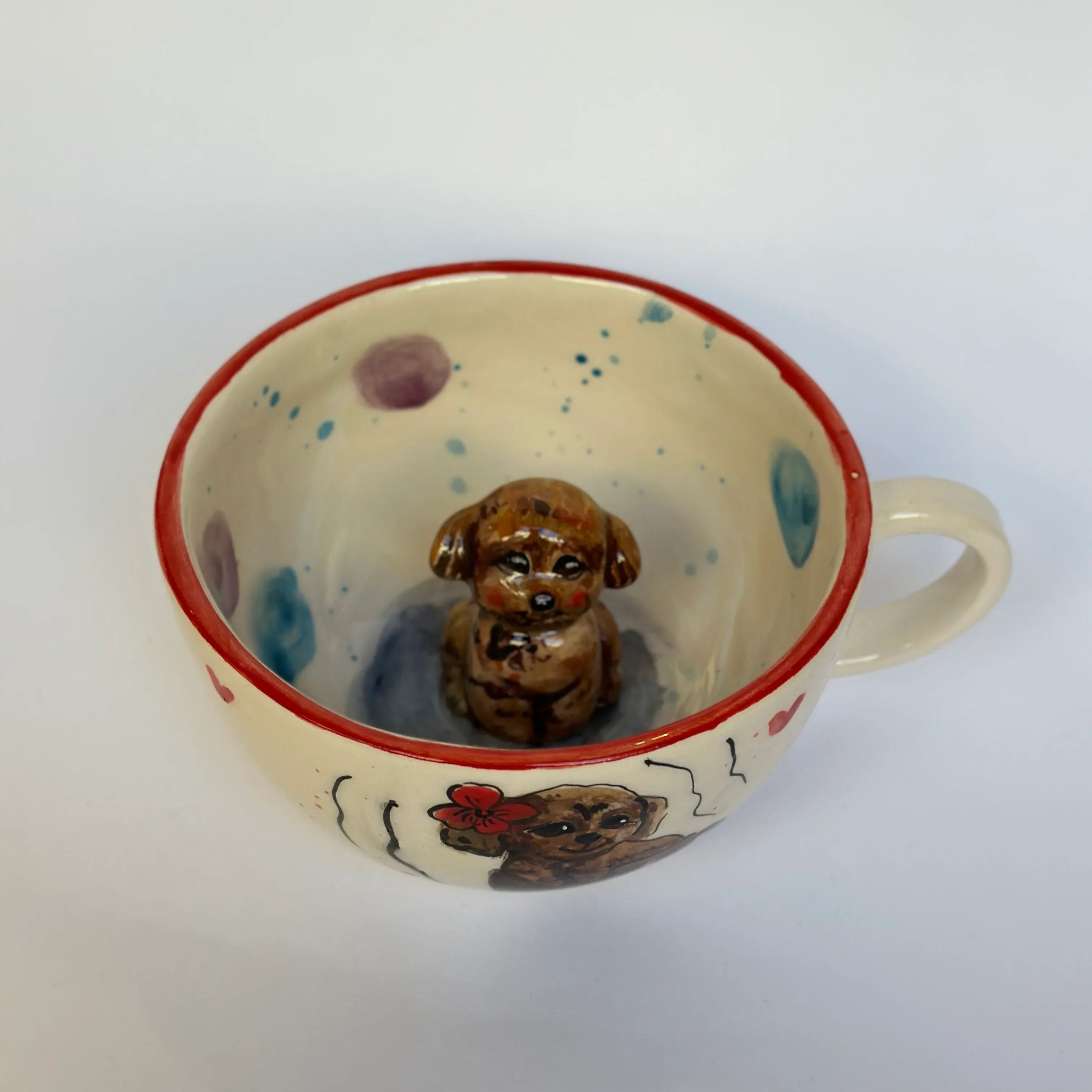 Handmade Ceramic Coffee Mug With Animal Motif