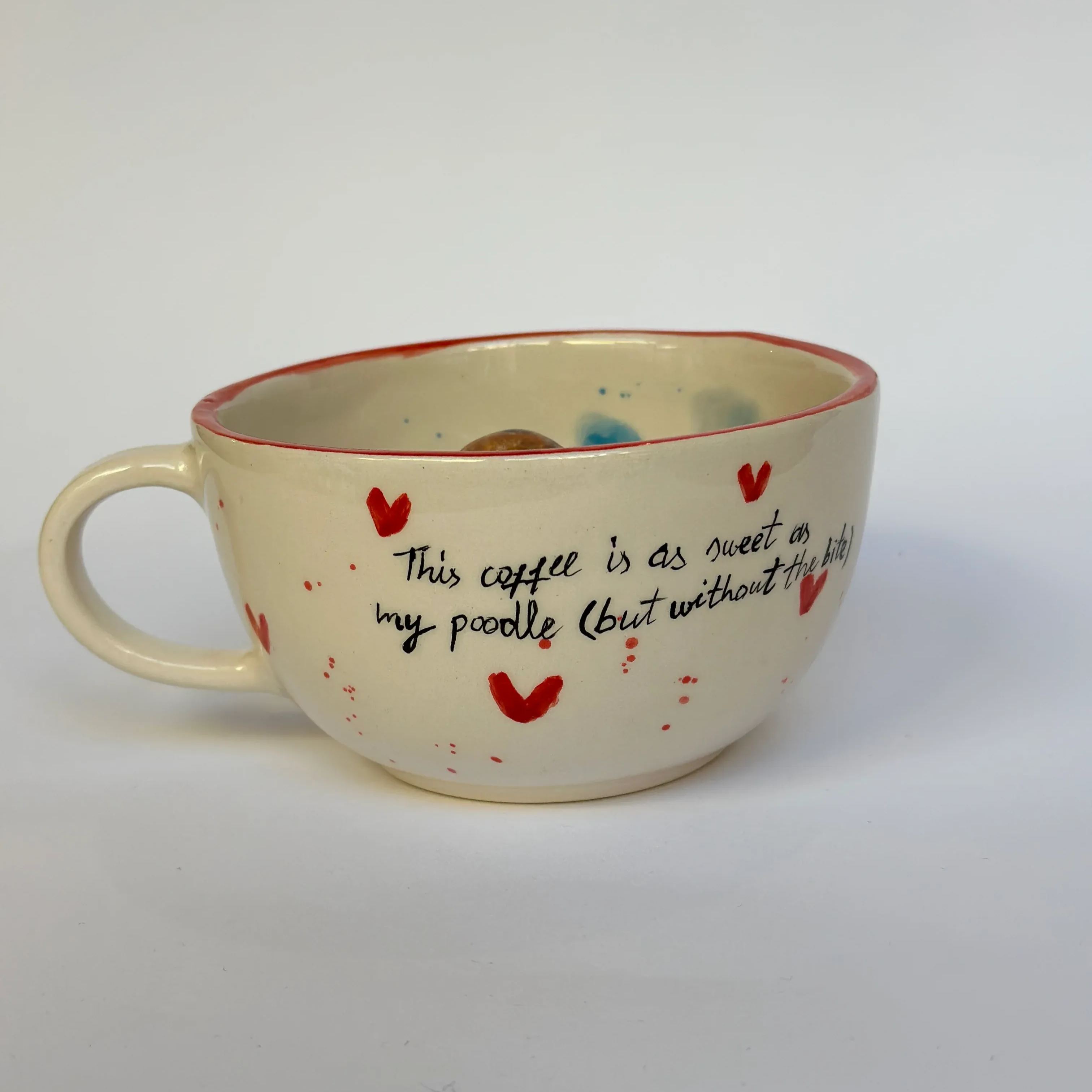 Handmade Ceramic Coffee Mug With Animal Motif