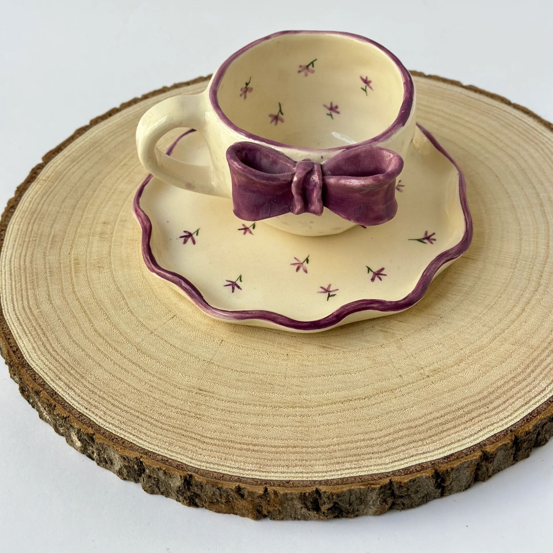 Handcrafted Ceramic Coffee Mug and Plate Set