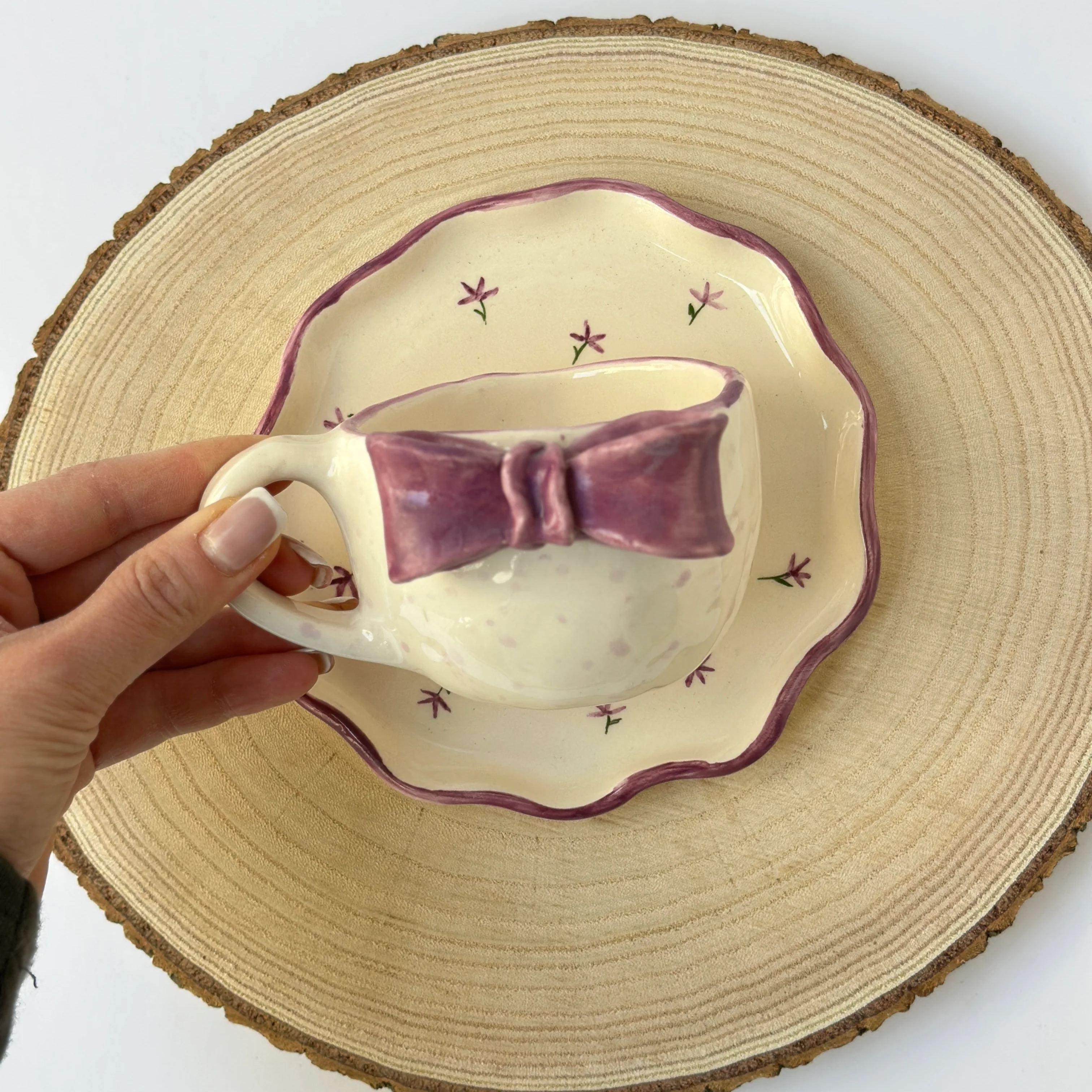 Handcrafted Ceramic Coffee Mug And Plate Set