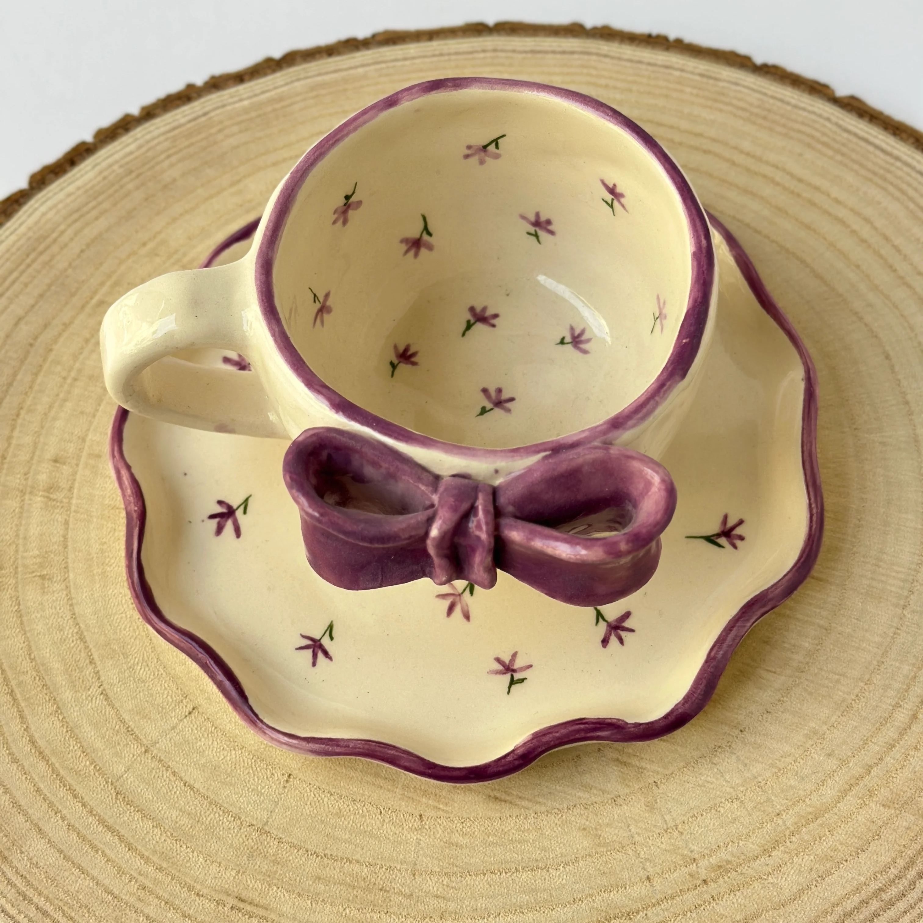 Handcrafted Ceramic Coffee Mug And Plate Set