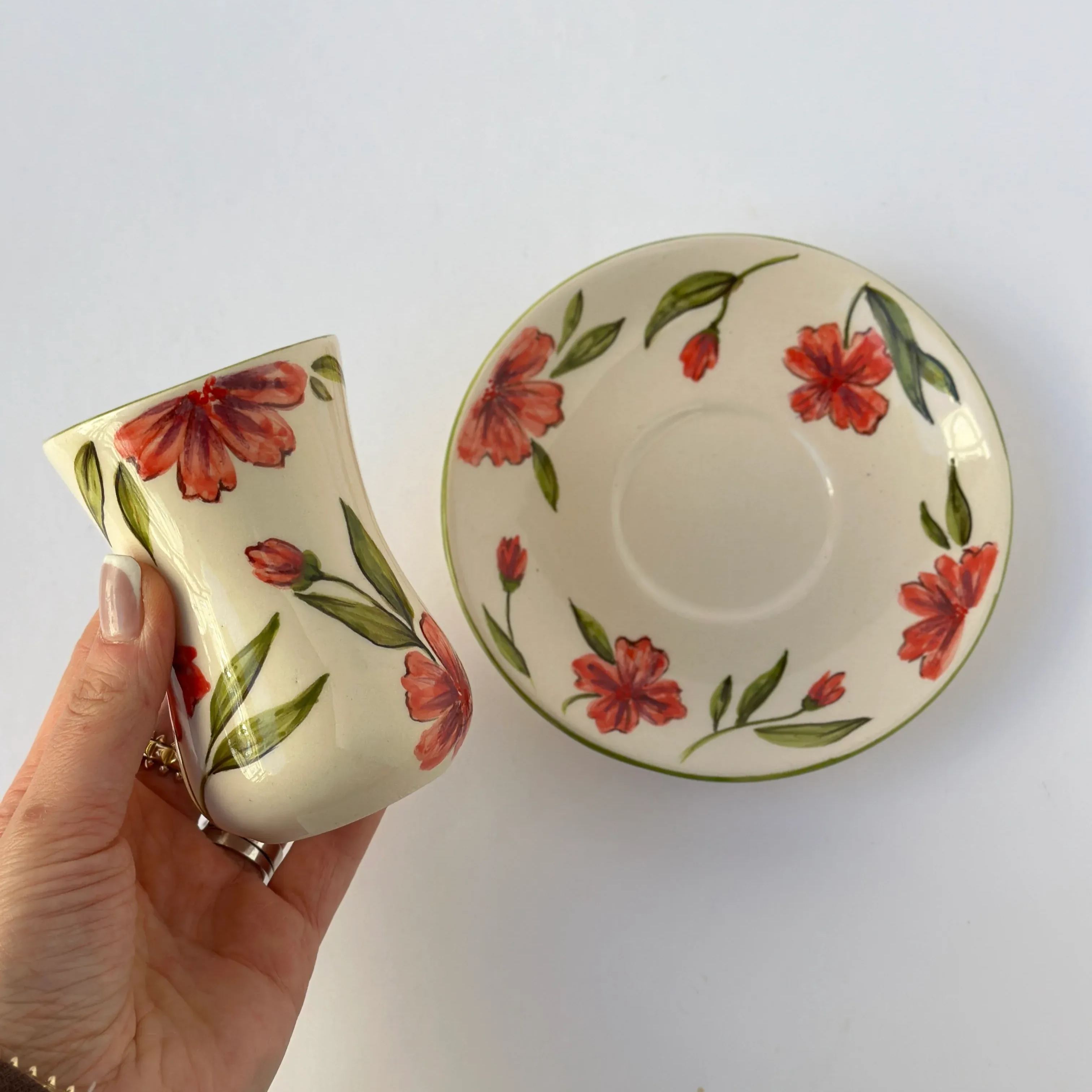 Handmade Ceramic Tea Set Mug And Plate