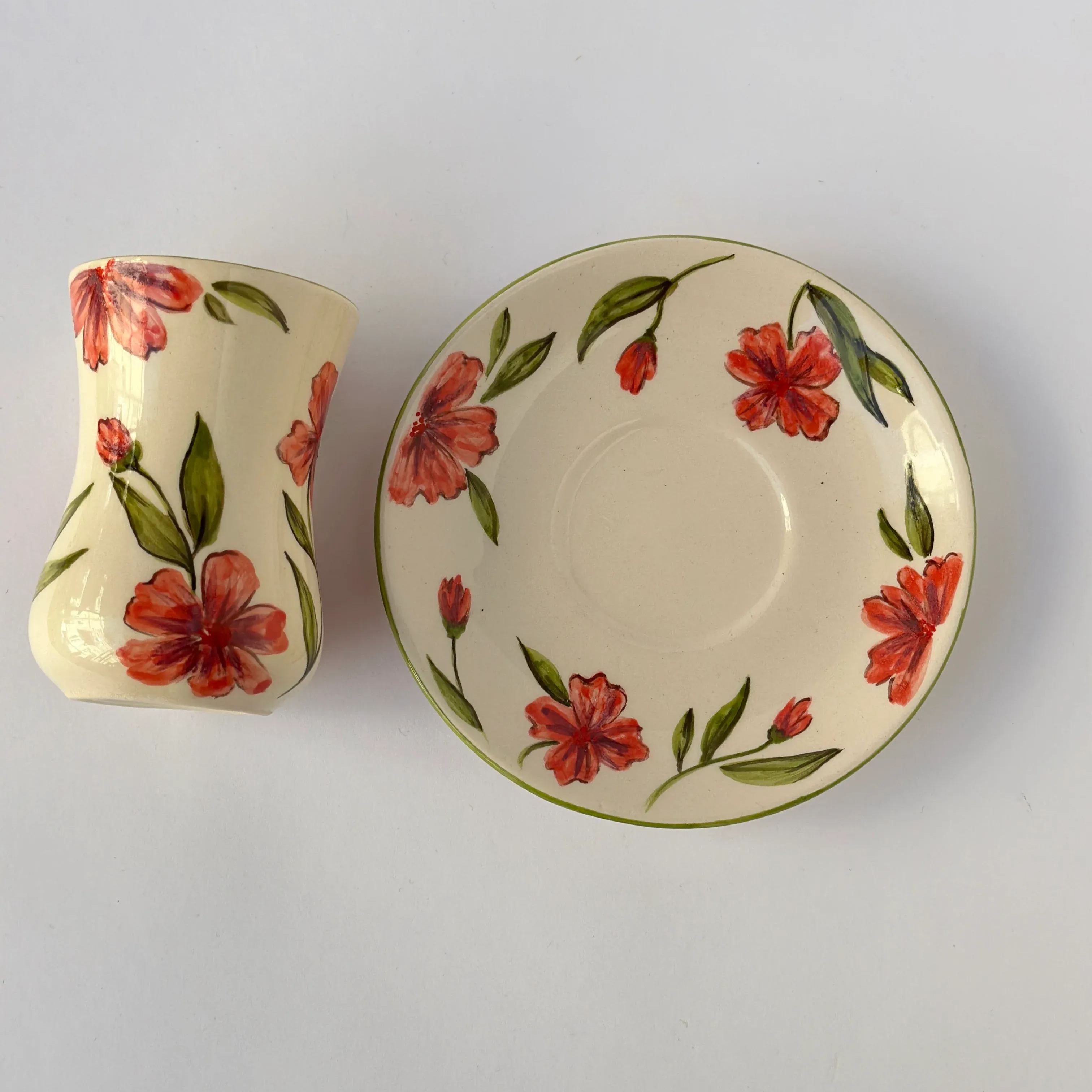 Handmade Ceramic Tea Set Mug And Plate