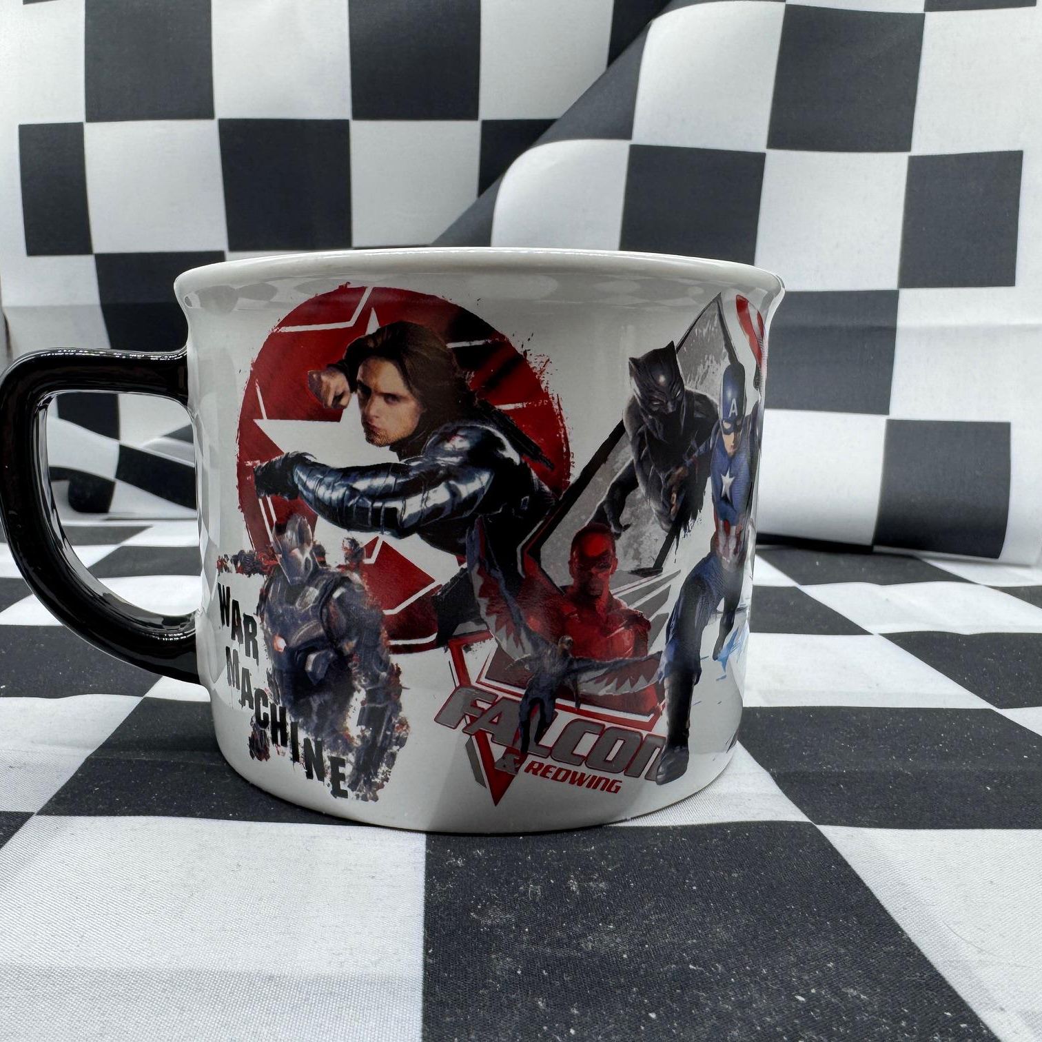 Ceramic Captain America Civil War Coffee Mug Featuring Falcon And War Machine