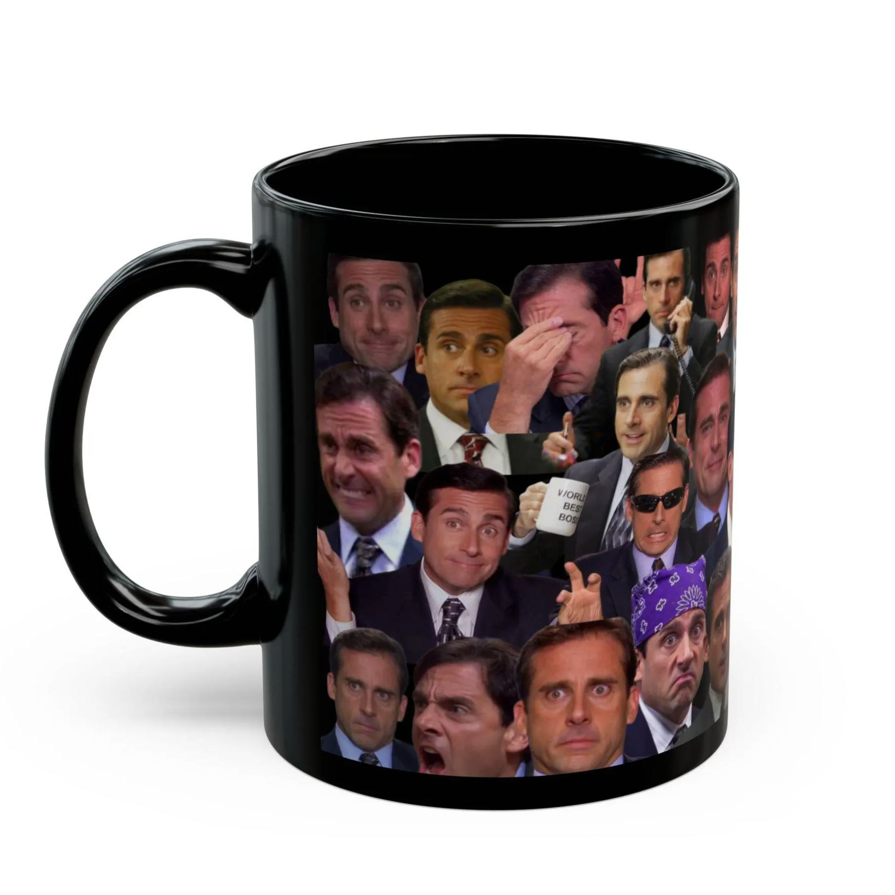 Michael Scott Expressions Printed Ceramic Mug Handle View