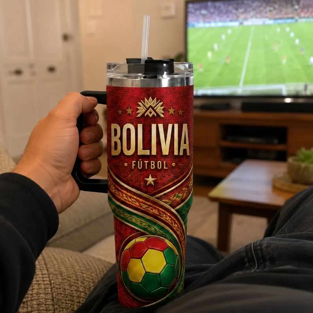 FIFA 2026 Bolivia Football Sports All Over Printed 40oz Tumbler With Straw And Lid