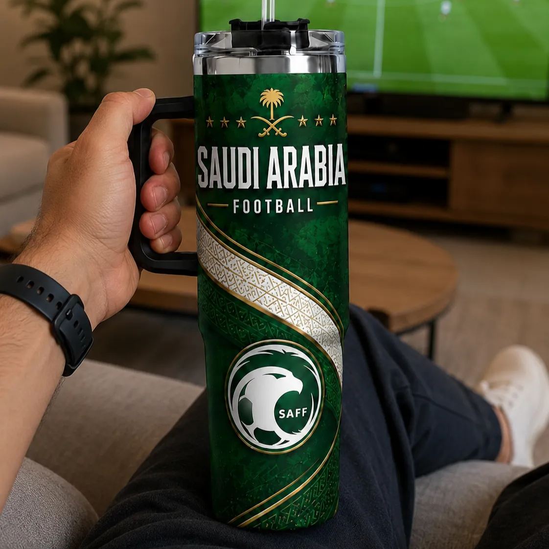 FIFA 2026 Saudi Arabia Football Sports All Over Printed 40oz Tumbler With Straw And Lid
