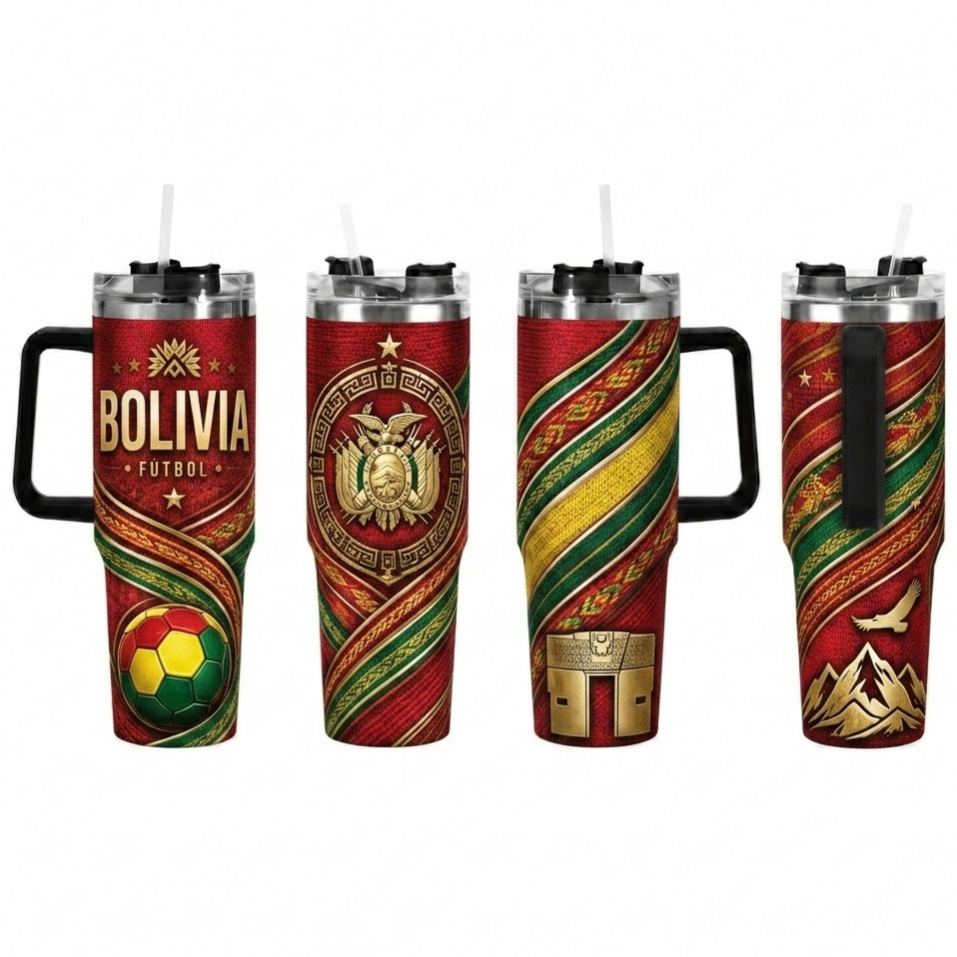FIFA 2026 Bolivia Football Sports All Over Printed 40oz Tumbler With Straw And Lid