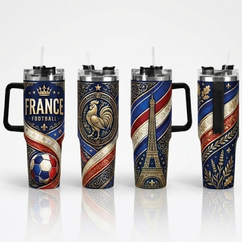 FIFA 2026 France Football Sports All Over Printed 40oz Tumbler With Straw And Lid