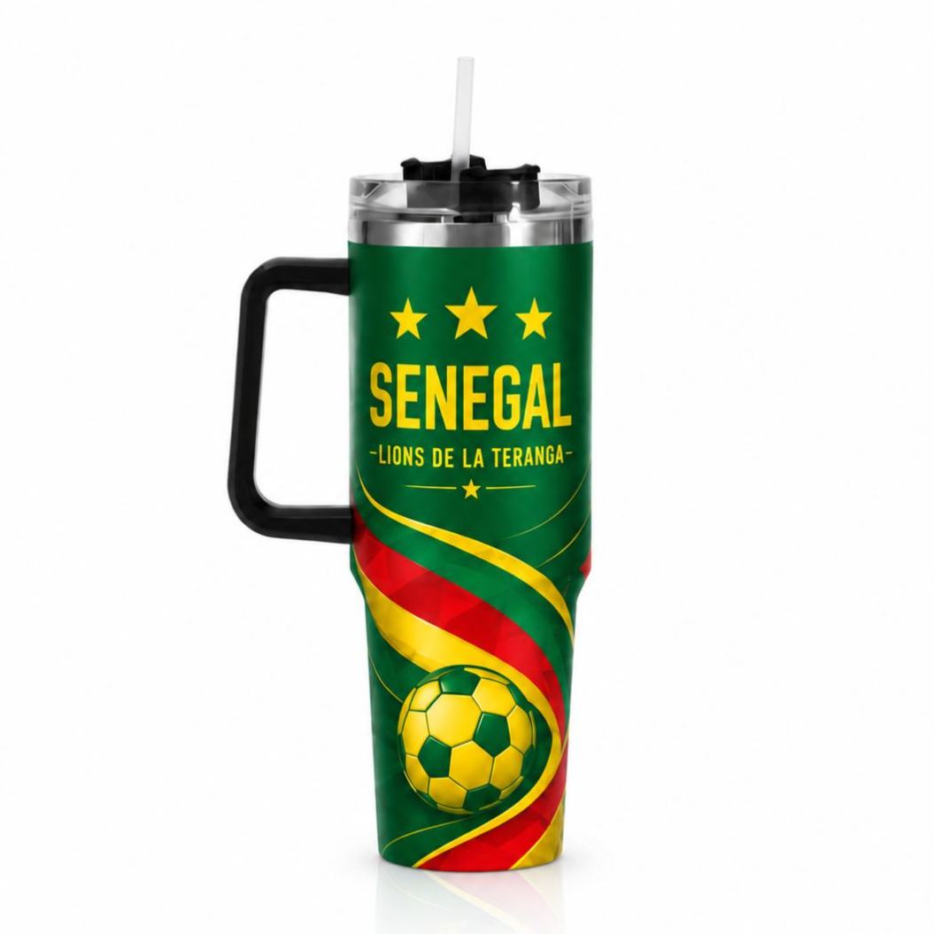 FIFA 2026 Senegal Football Sports All Over Printed 40oz Tumbler With Straw And Lid
